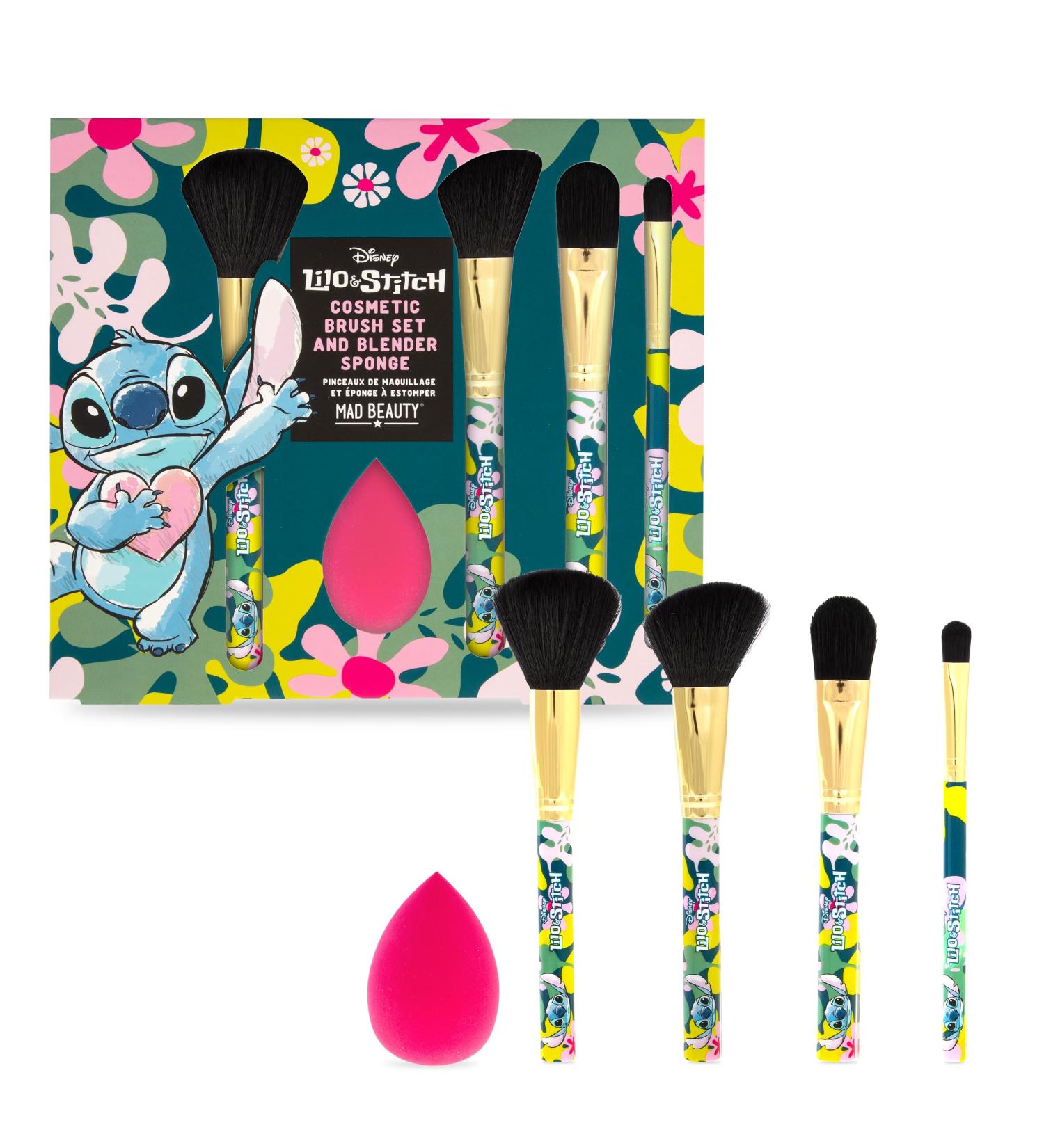 MAD BEAUTY Disney Lilo & Stitch Cosmetic Brush Set Plus Blender Sponge Beauty & Self-Care Gifts Four Brushes For Versatile Use - Buy Online on SooperMarket.com