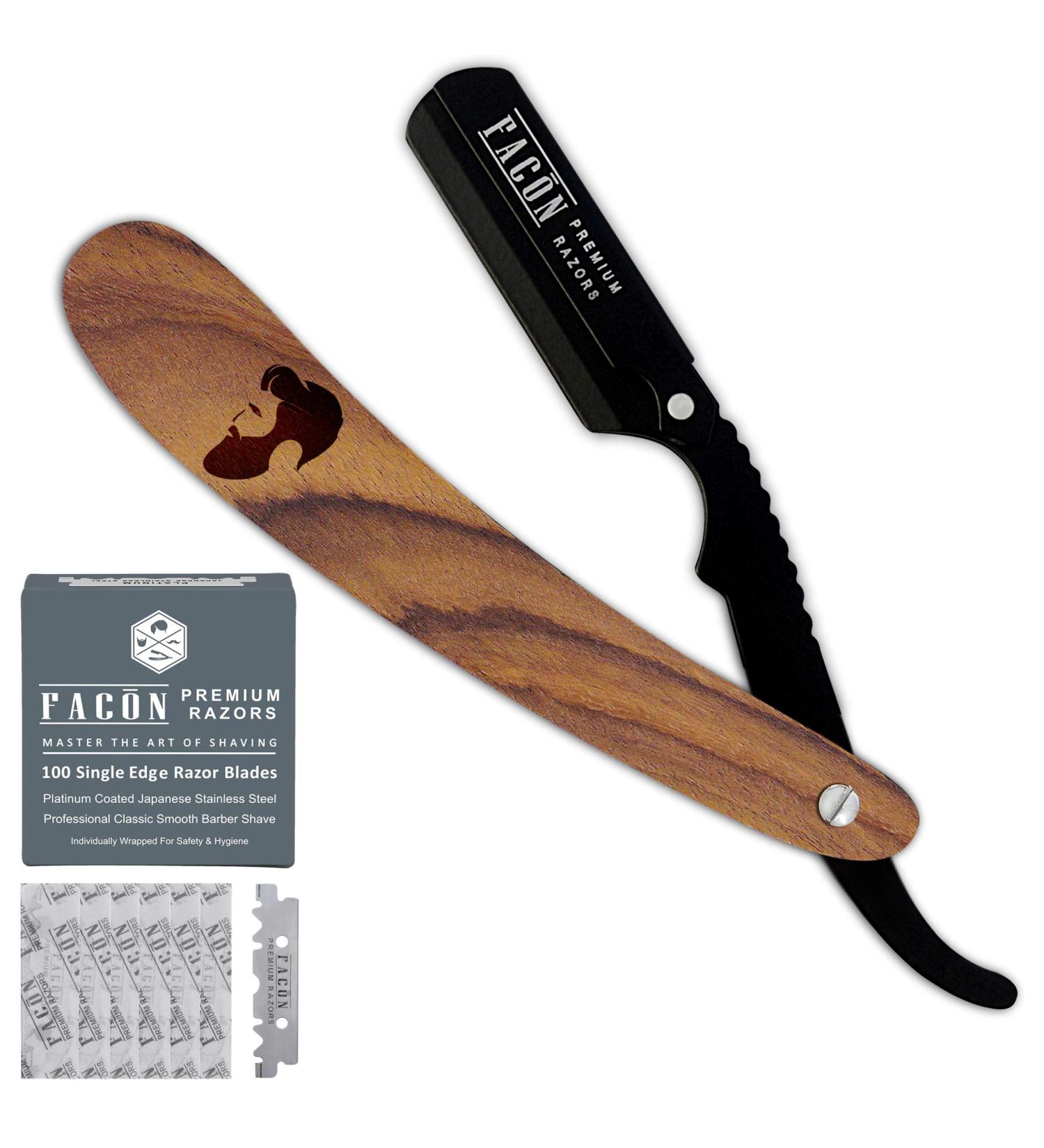 100 BLADES + Facn Professional Vintage Straight Edge Barber Razor - Salon Quality Shavette - Buy Online on SooperMarket.com