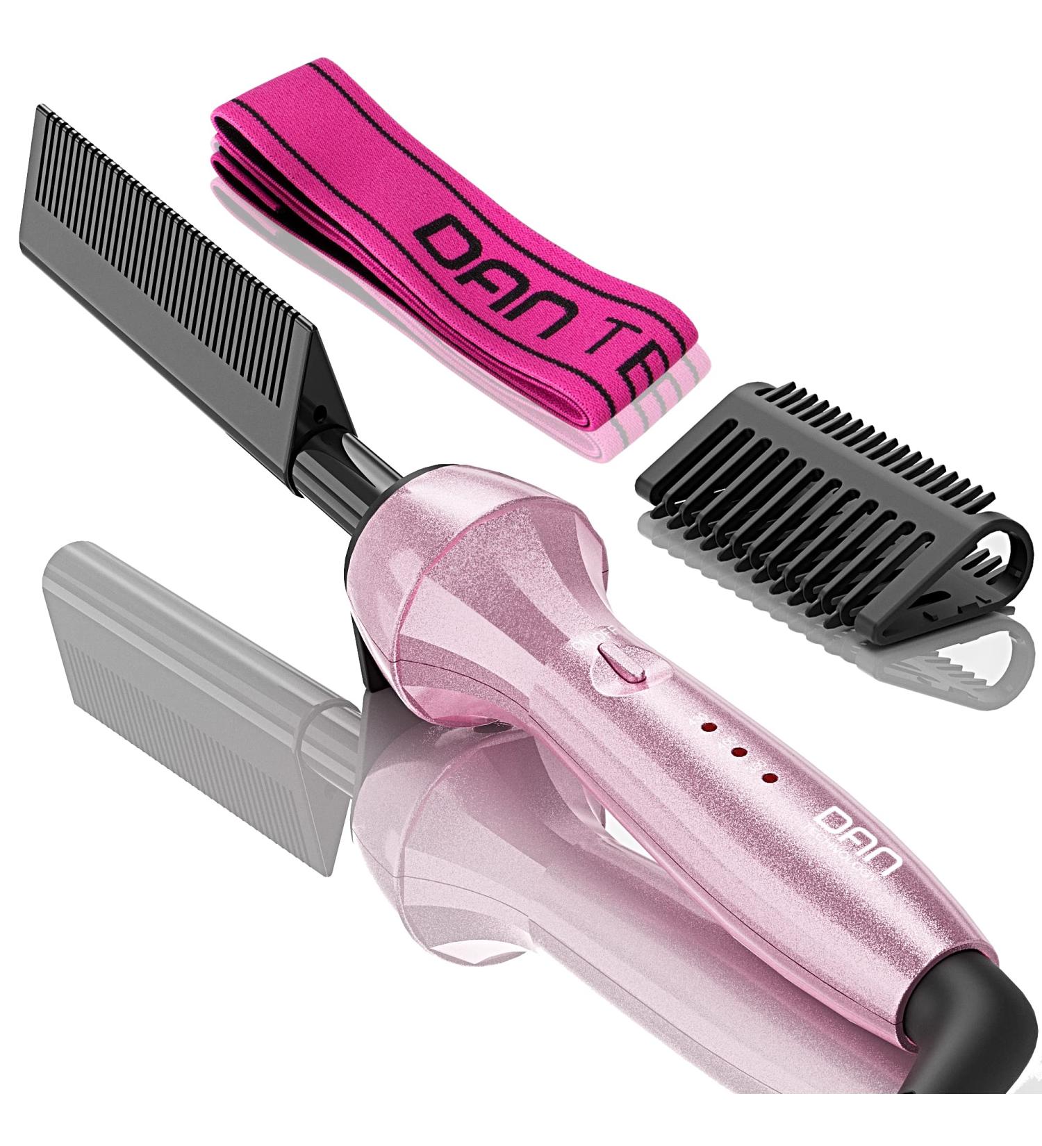 Dan Technology 500 High Heat Hot Comb Hair Straightener - Pink Dual Voltage Adjustable Temperature Electric Straightening Comb for Wigs - Professional Pressing Comb for African American Hair - Buy Online on SooperMarket.com