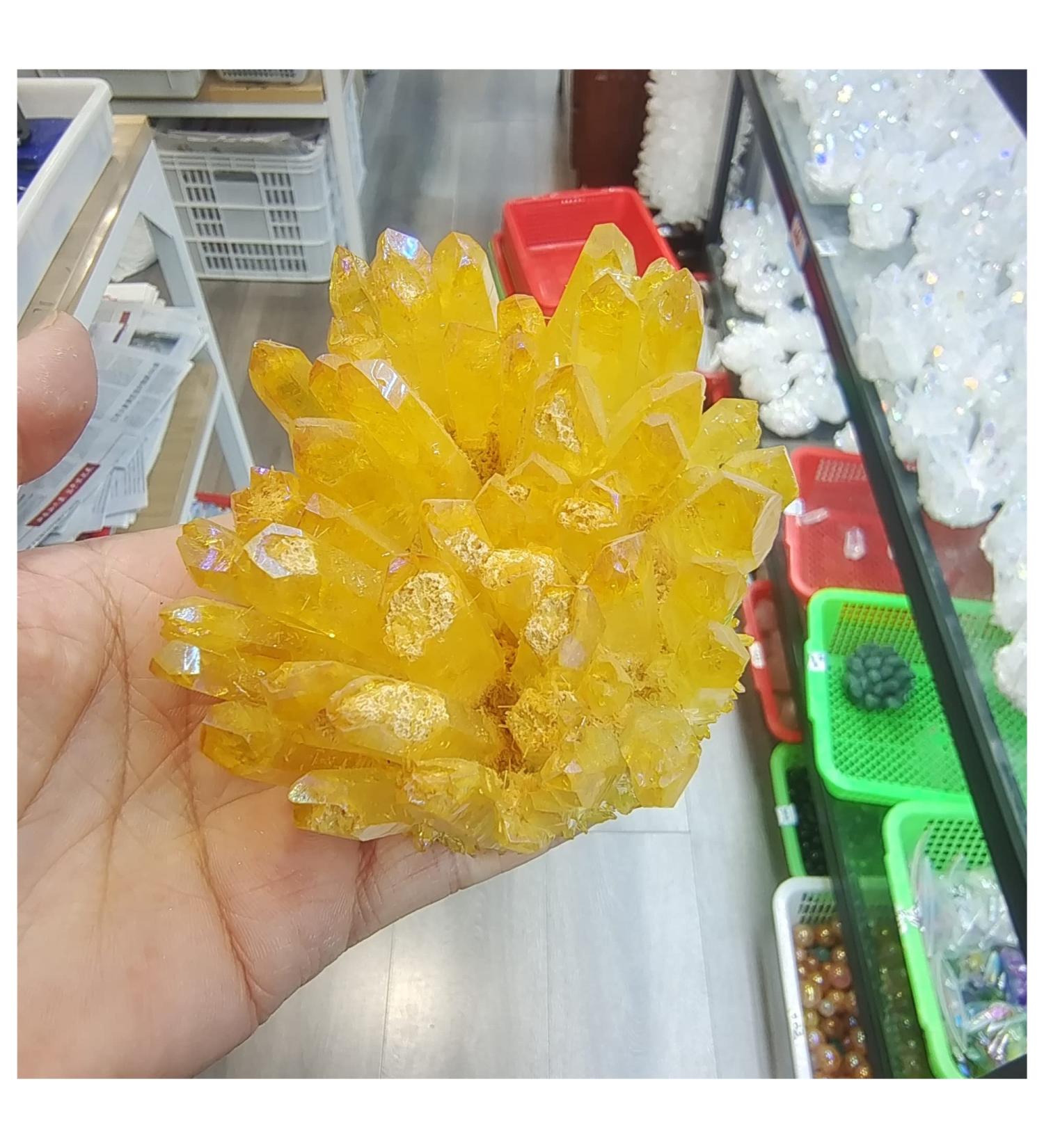Natural Crystal Rough Crystals Yellow Natural Crystal Cluster Phantom Quartz Electroplating Crystal Aquarium Decoration Home Decor 1pcs (Size : 350-400g) - Buy Online on SooperMarket.com