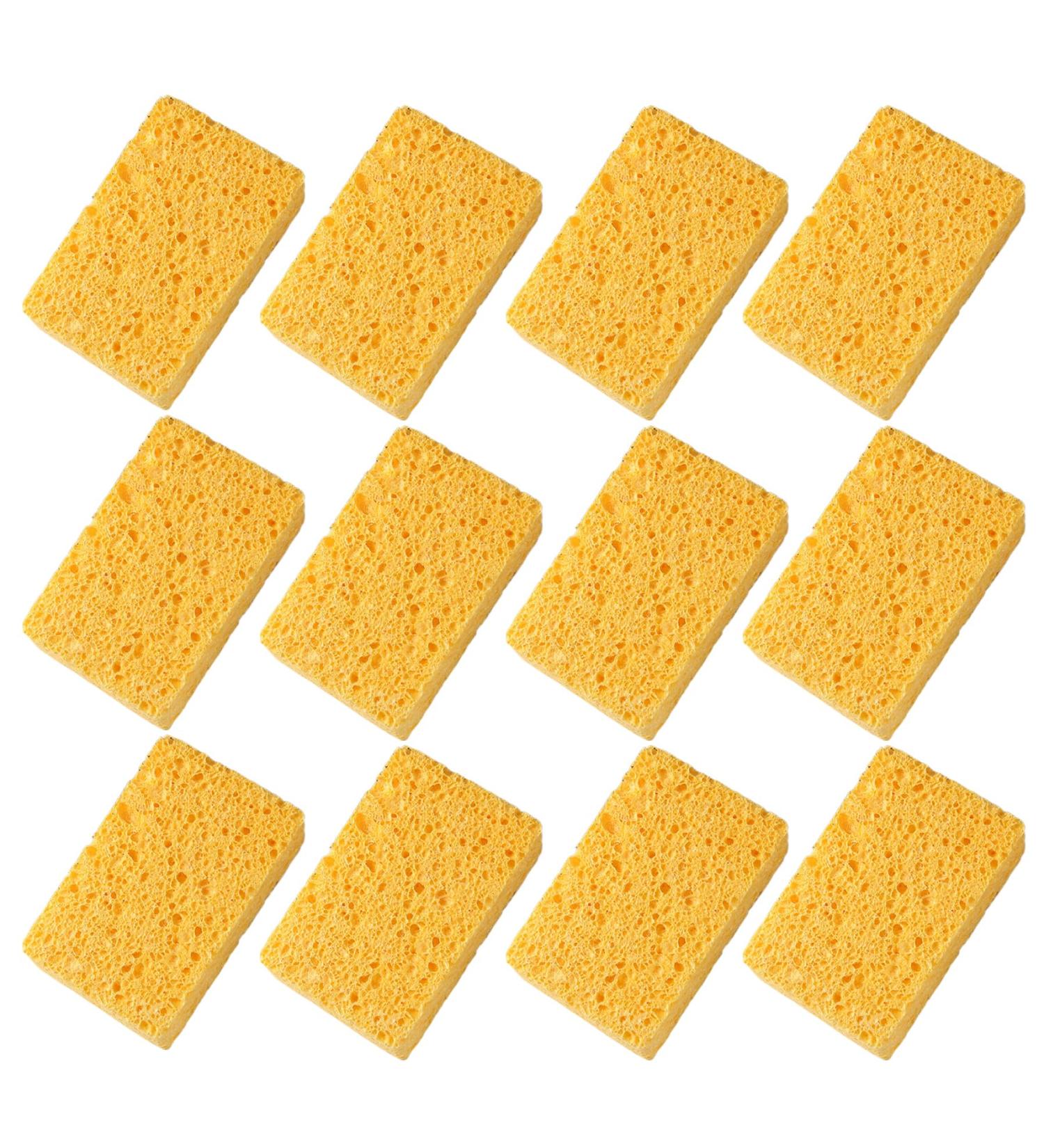 12Pcs Dish Sponge Non-Scratch Scrub Sponge Absorbent Kitchen Sponges Quick Foaming Dish Scrubber Pads for Effortless Cleaning Dishes Pots Pans Yellow - Buy Online on SooperMarket.com