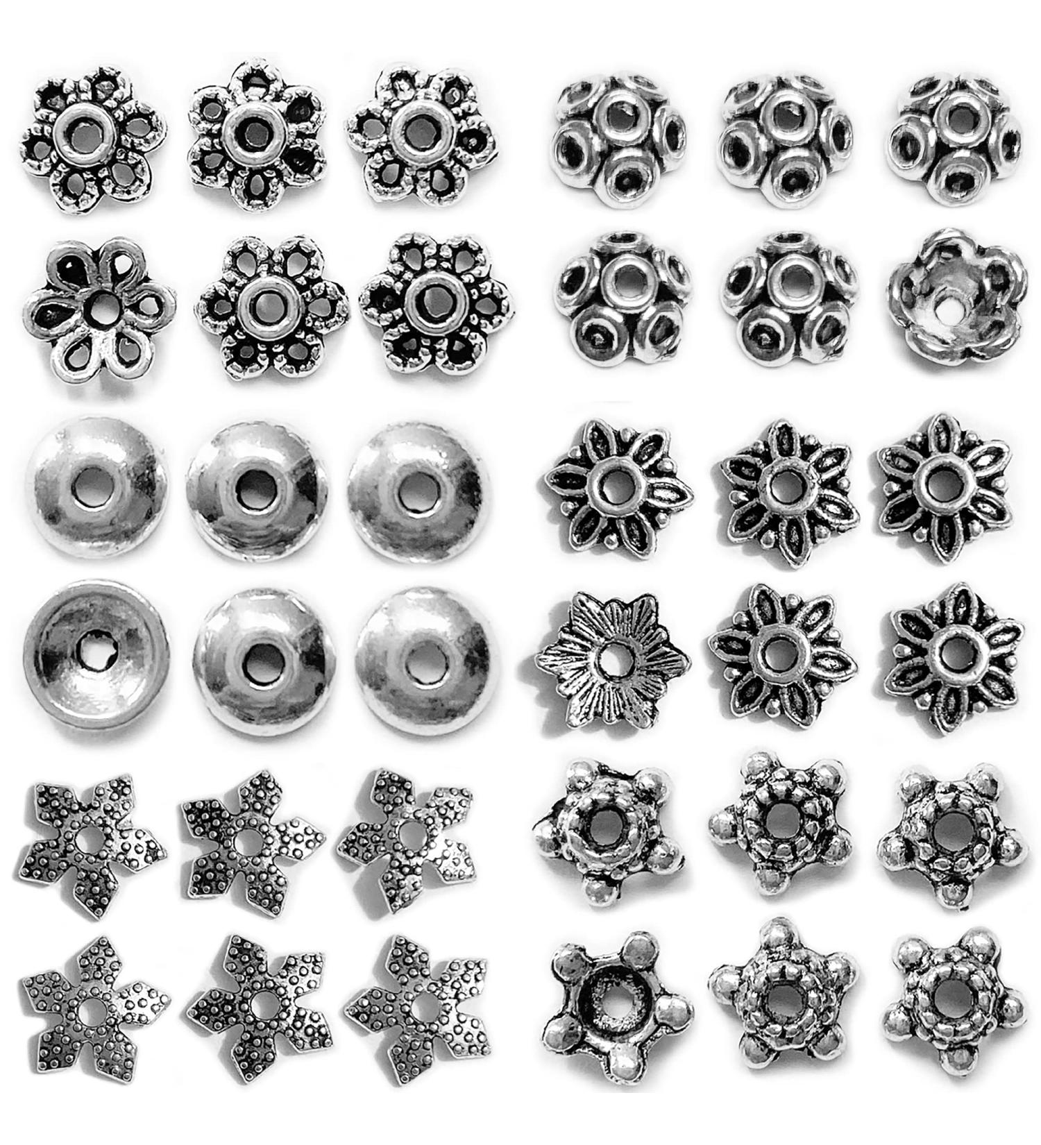 600Pcs Antique Silver Spacer Bead Caps - Bali Style Tibetan Flower Beads for Jewelry Making - Buy Online on SooperMarket.com