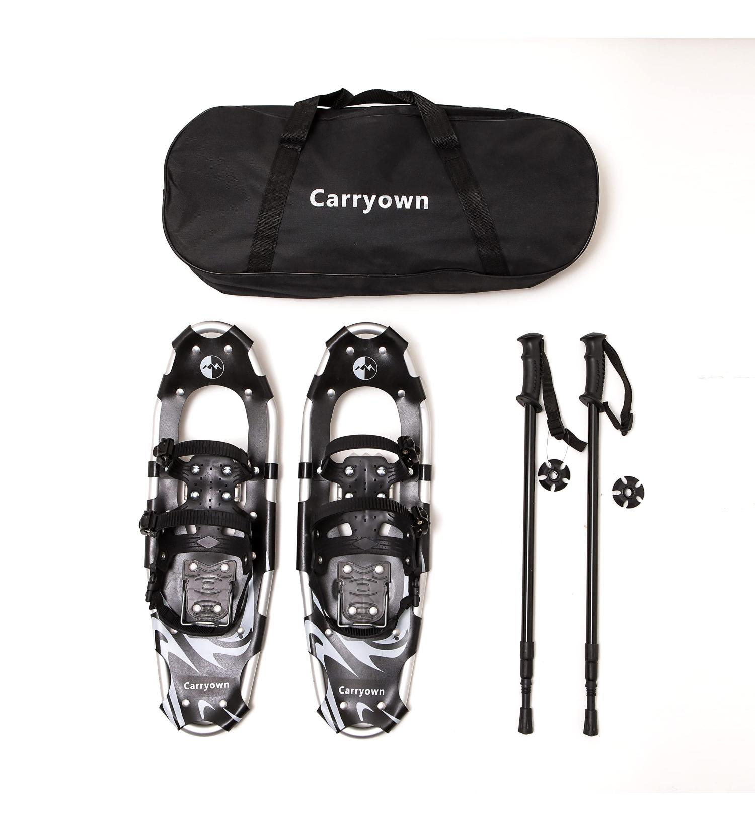 Carryown 3-in-1 Lightweight Snowshoes Set with Trekking Poles - Black (30 inches, 180-250 lbs) - Buy Online on SooperMarket.com