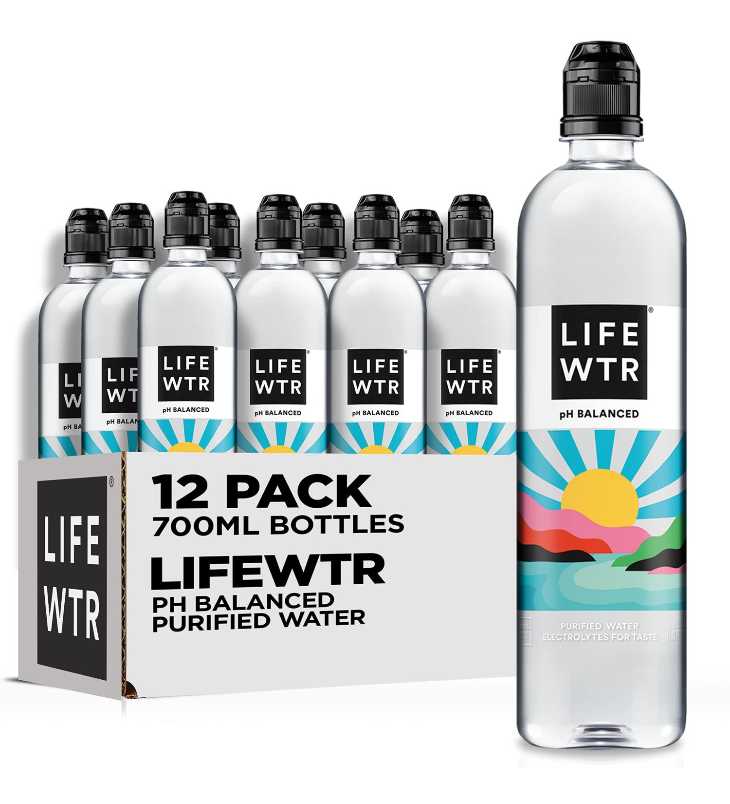 LIFEWTR Premium Purified Water 23.7 Fl Oz (Pack of 12) - pH Balanced with Electrolytes - 100% Recycled Plastic Bottles - Buy Online on SooperMarket.com