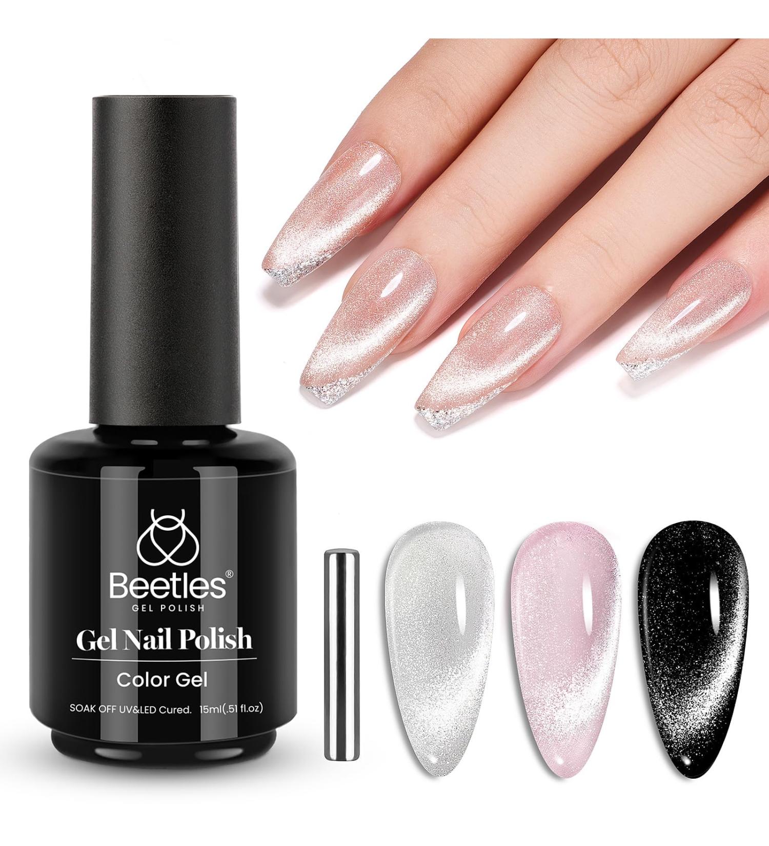 Beetles Cat Eye Gel Nail Polish - 15ml Silver Shimmer Velvet Gel for UV LED Nail Lamp - Manicure Salon & DIY Home Use - Buy Online on SooperMarket.com