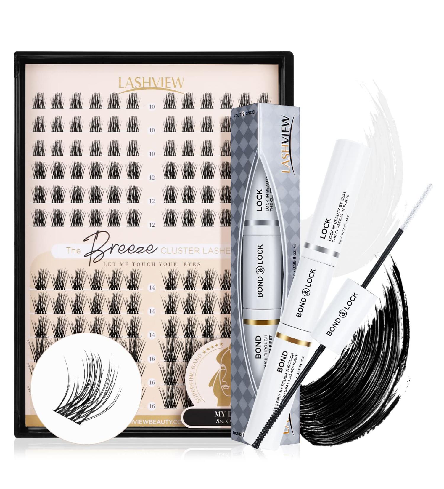 Lash Bond and Seal Cluster Lash Glue + 144 Pcs DIY Cluster Eyelash Extensions | Strong, Gentle, Comfortable Adhesive for All Day Wear - Buy Online on SooperMarket.com