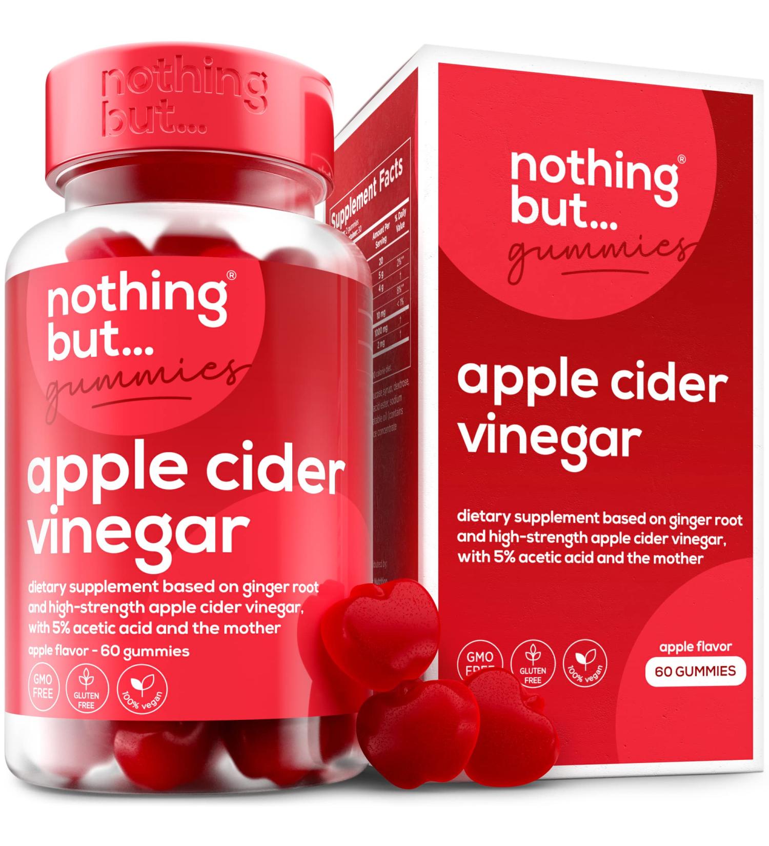 Apple Cider Vinegar Gummies with The Mother - Gut Health Support for Digestion & Weight Management | 60 Keto-Friendly Vegan ACV Gummies - Buy Online on SooperMarket.com