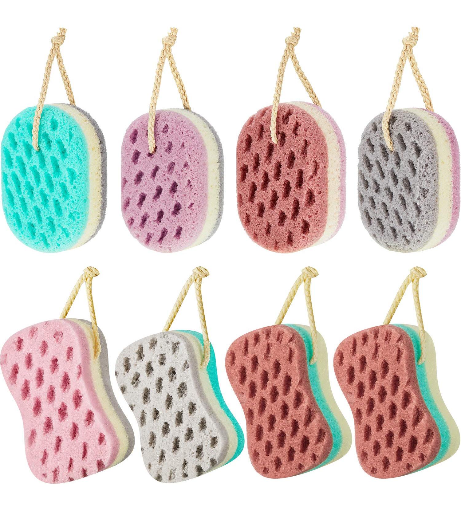8-Piece Natural Fiber Bath Sponge Set for Gentle Exfoliation and Soothing Body Cleaning - Ideal for Women, Men, and Kids - Buy Online on SooperMarket.com