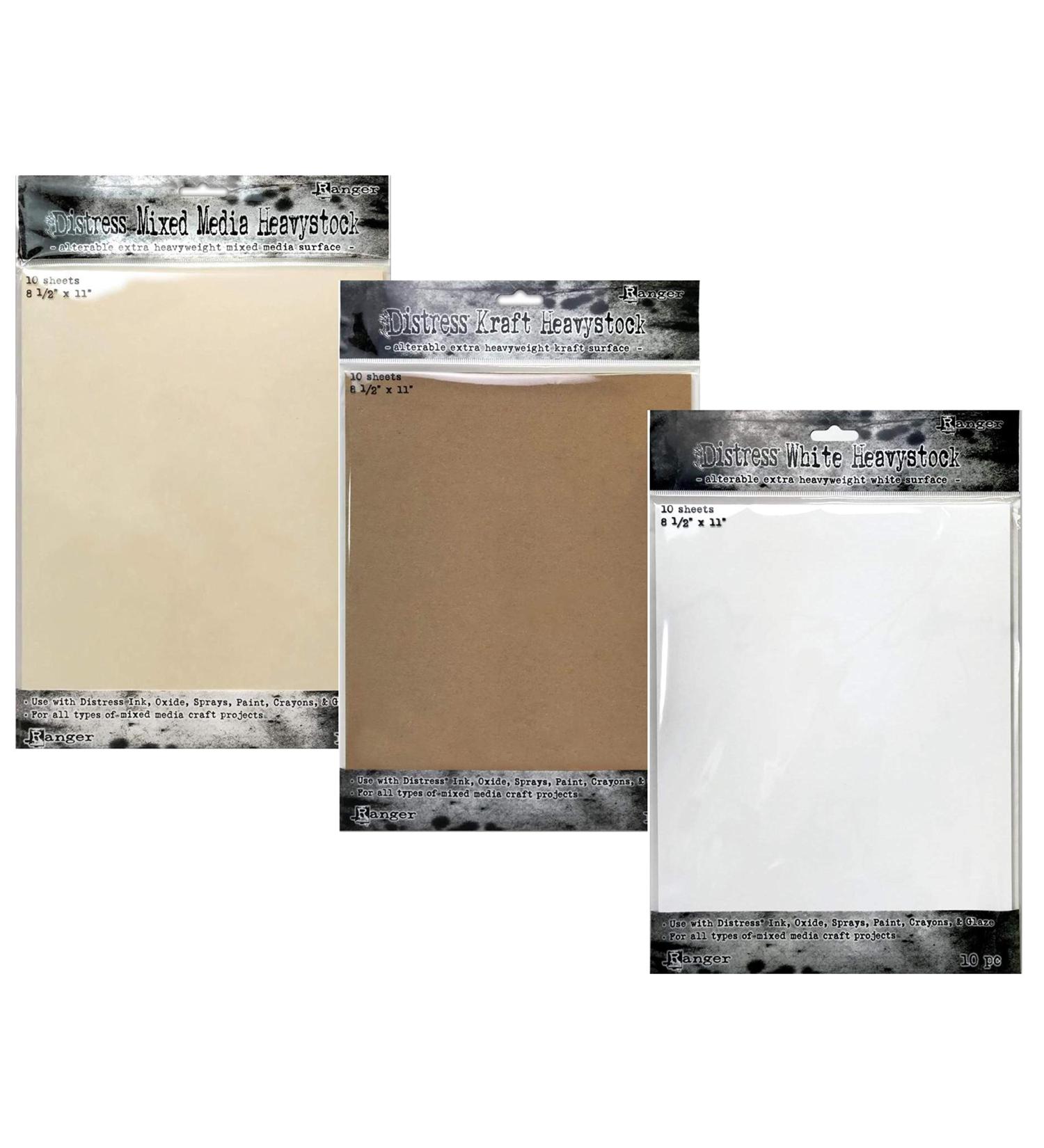 Tim Holtz Distress White Kraft & Mixed Media Heavystock 8.5x11 - Bundle of 3 Packages (30 Sheets Total) for Distress Inks, Oxide Sprays, Paints & More - Buy Online on SooperMarket.com