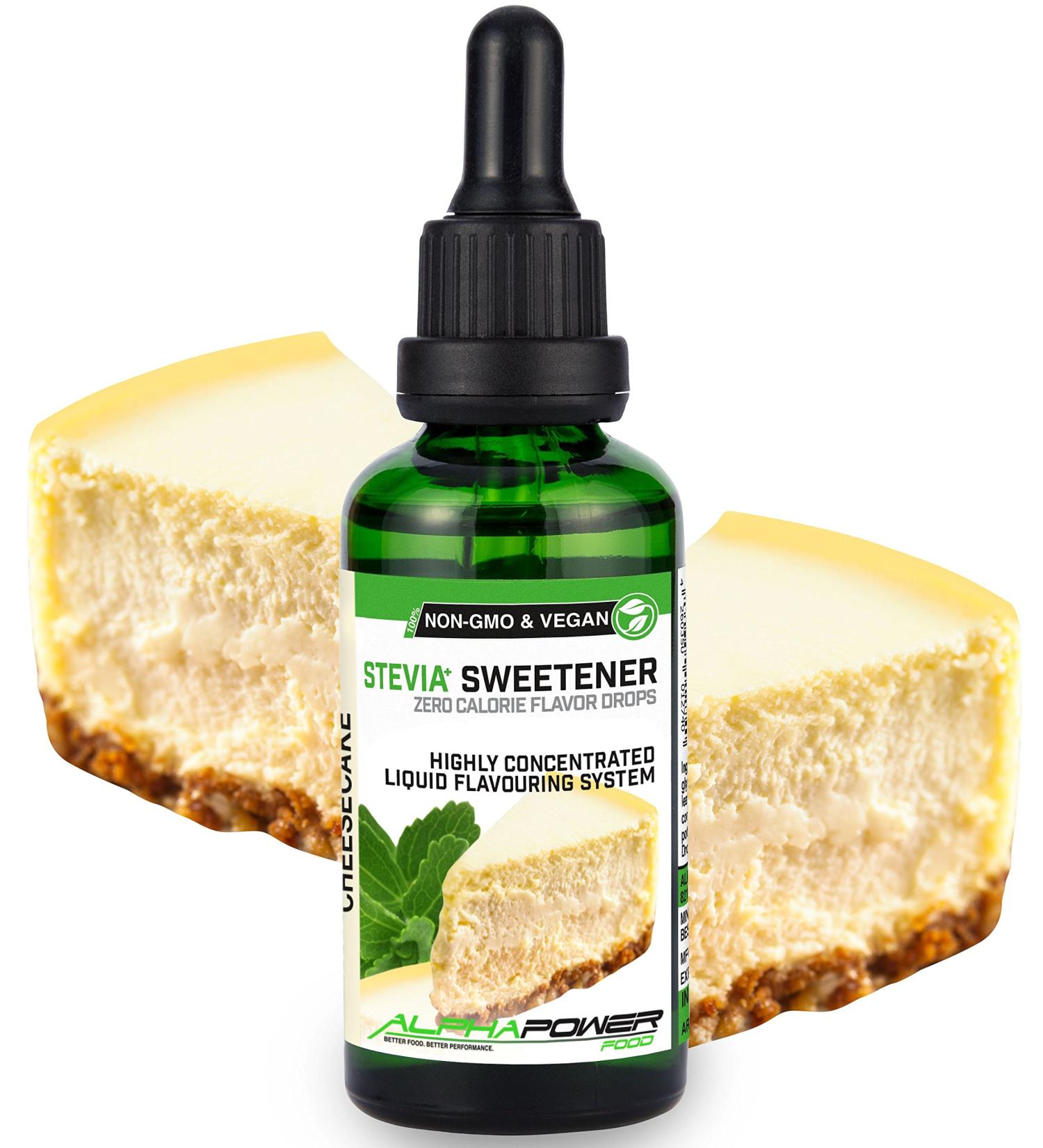 Alphapower Food Stevia Sugar-Free Cheesecake Flavor Drops | 100% Natural Liquid Aroma & Sugar Substitute for Desserts Smoothies & Muesli - 50ml (1 Pack) - Buy Online on SooperMarket.com