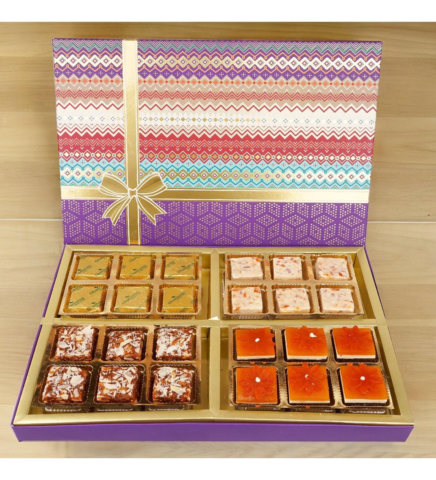 Jaiccha Ghasitaram Dryfruits Hamper-Fruit n Nut Assorted 24 Bites Box |Gift for Diwali Holi Rakhi Valentine Christmas Birthday Anniversary Her Him| - Buy Online on SooperMarket.com