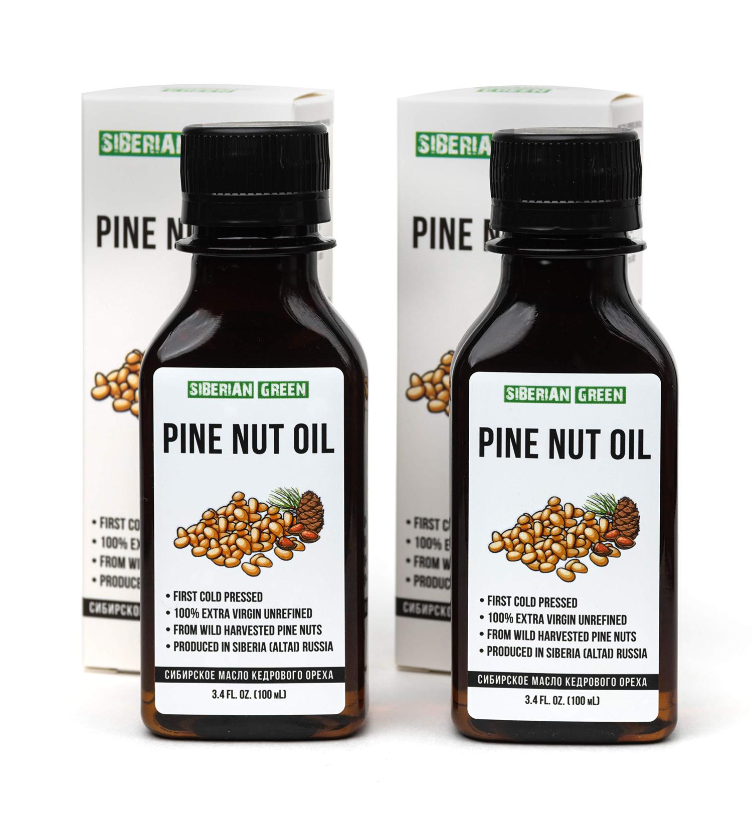 2 Pack Siberian Pine Nut Oil - 100% Natural Extra Virgin Cold Pressed, 2x100ml | Unrefined Raw No-GMO Vegan | Healthy Diet Food Grade (2 Bottles) - Buy Online on SooperMarket.com