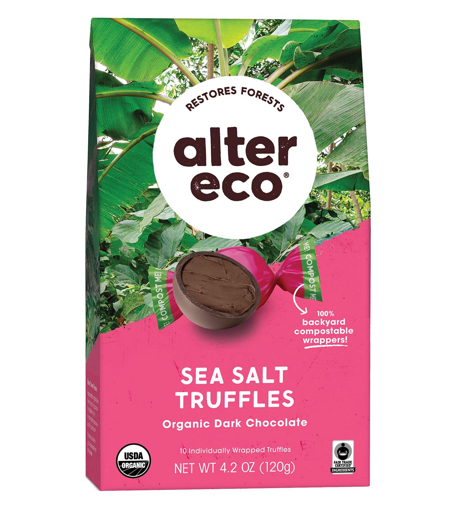 Alter Eco Organic Sea Salt Truffles - Dark Chocolate 4.2 oz | Gourmet Treats - Buy Online on SooperMarket.com