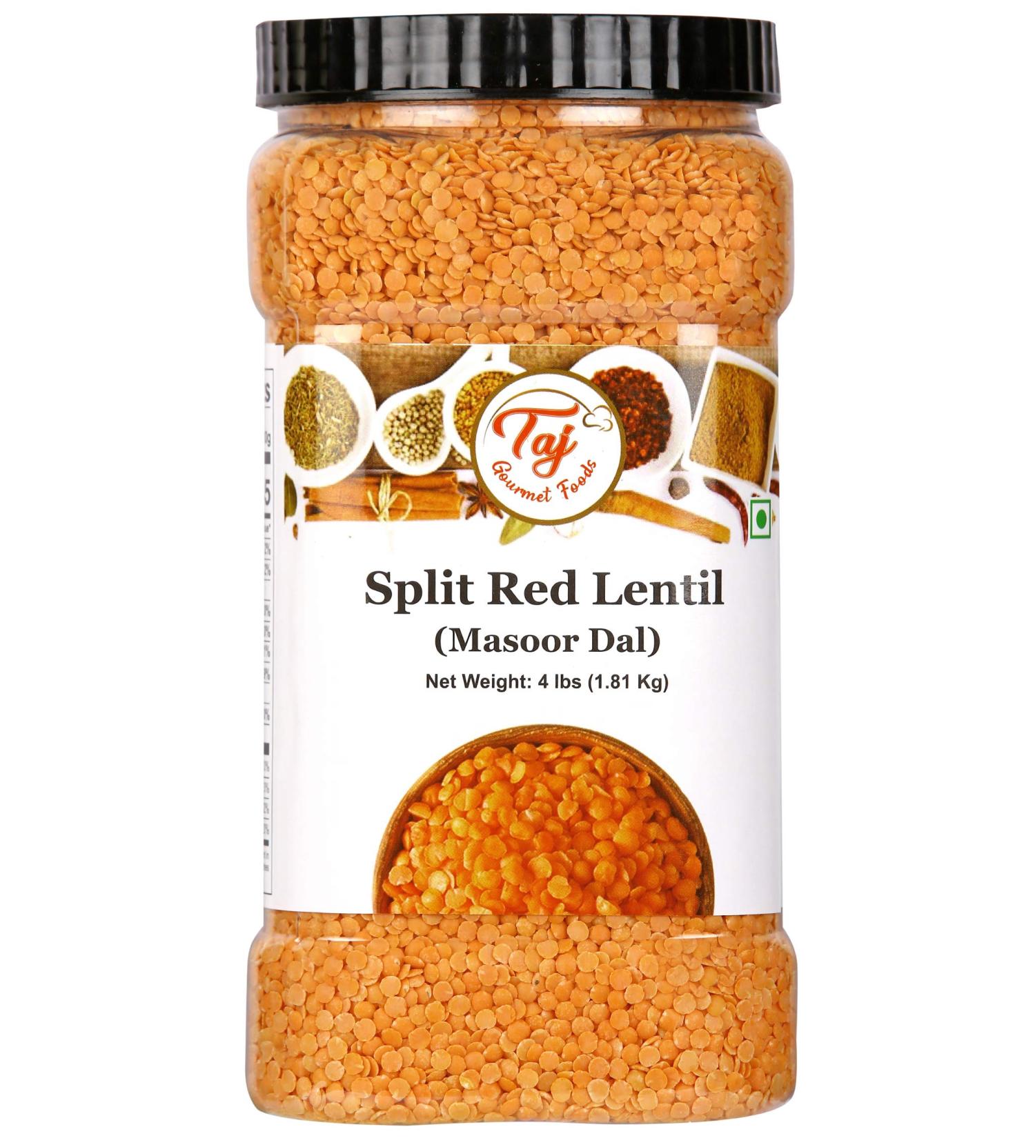 TAJ Premium Indian Masoor Dal Red Lentils - 4 lbs Jar - Buy Online on SooperMarket.com
