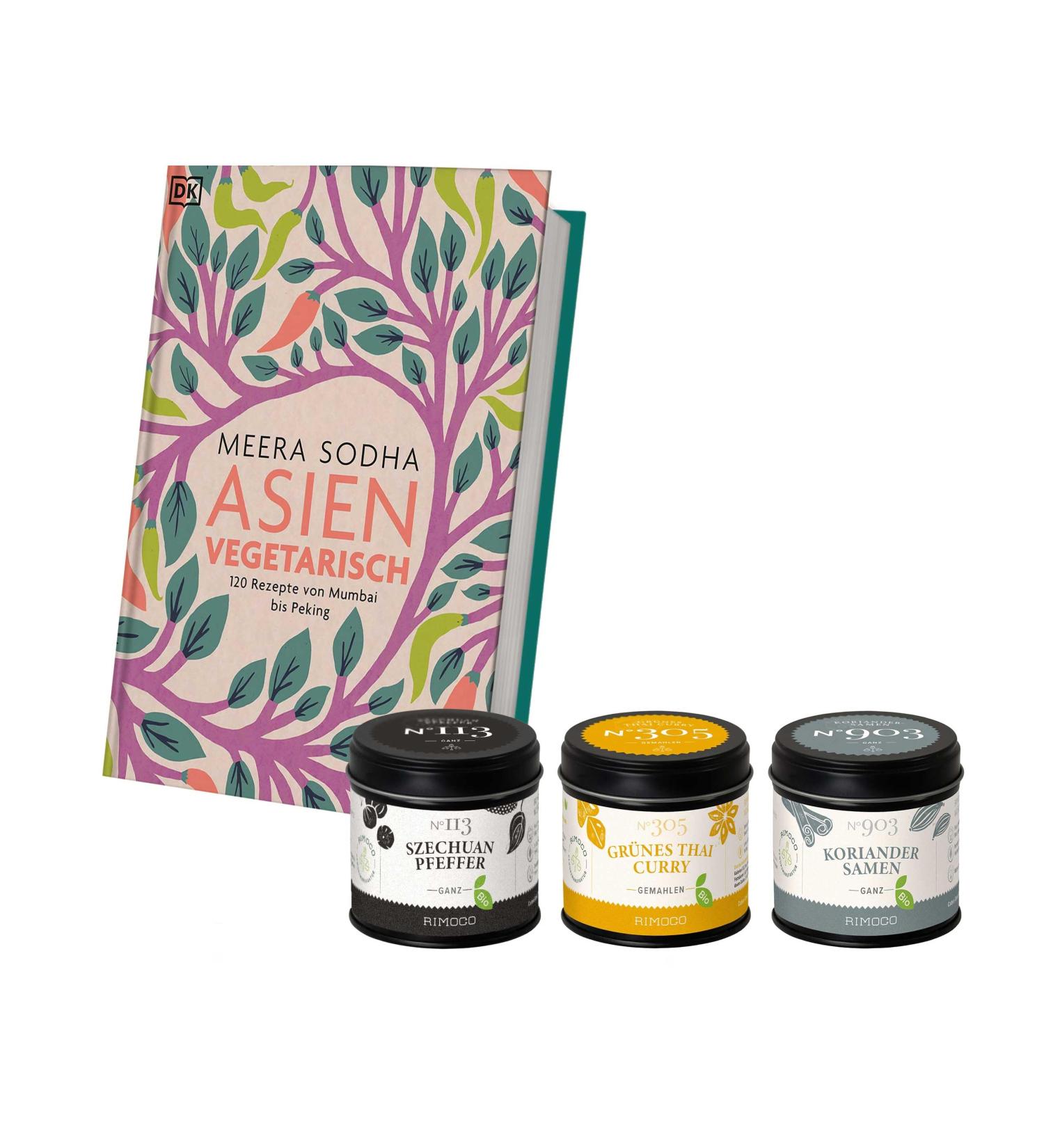 Rimoco Asia Vegetarian Gift Set - Cookbook & Authentic Spices: Szechuan Pepper Green Thai Curry Coriander Seeds - Buy Online on SooperMarket.com
