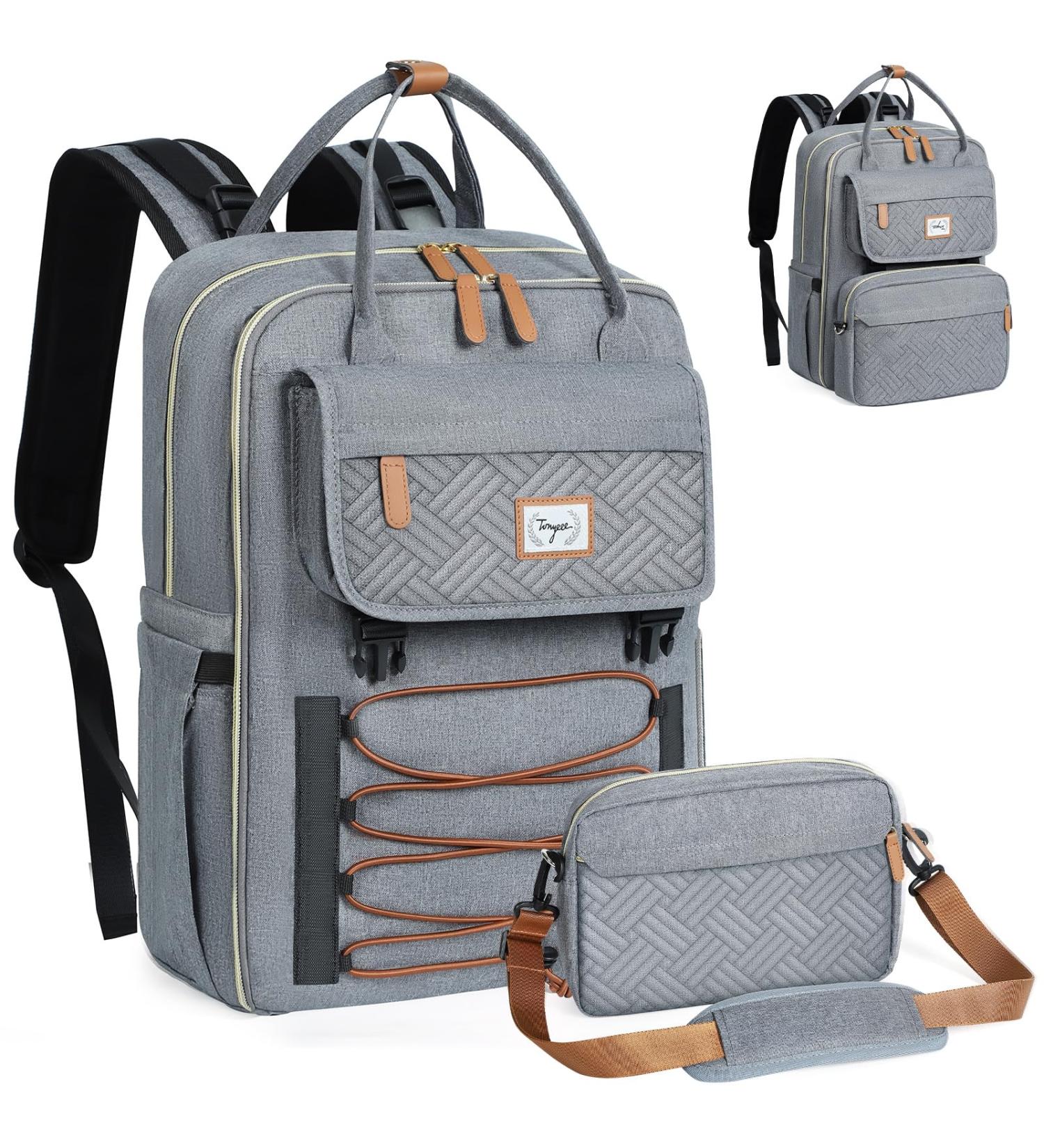 Tonyeee Wrap Backpack - Stylish Diaper Bag for Moms & Dads Removable Crossbody Bottle & Travel Essentials Gray - Buy Online on SooperMarket.com