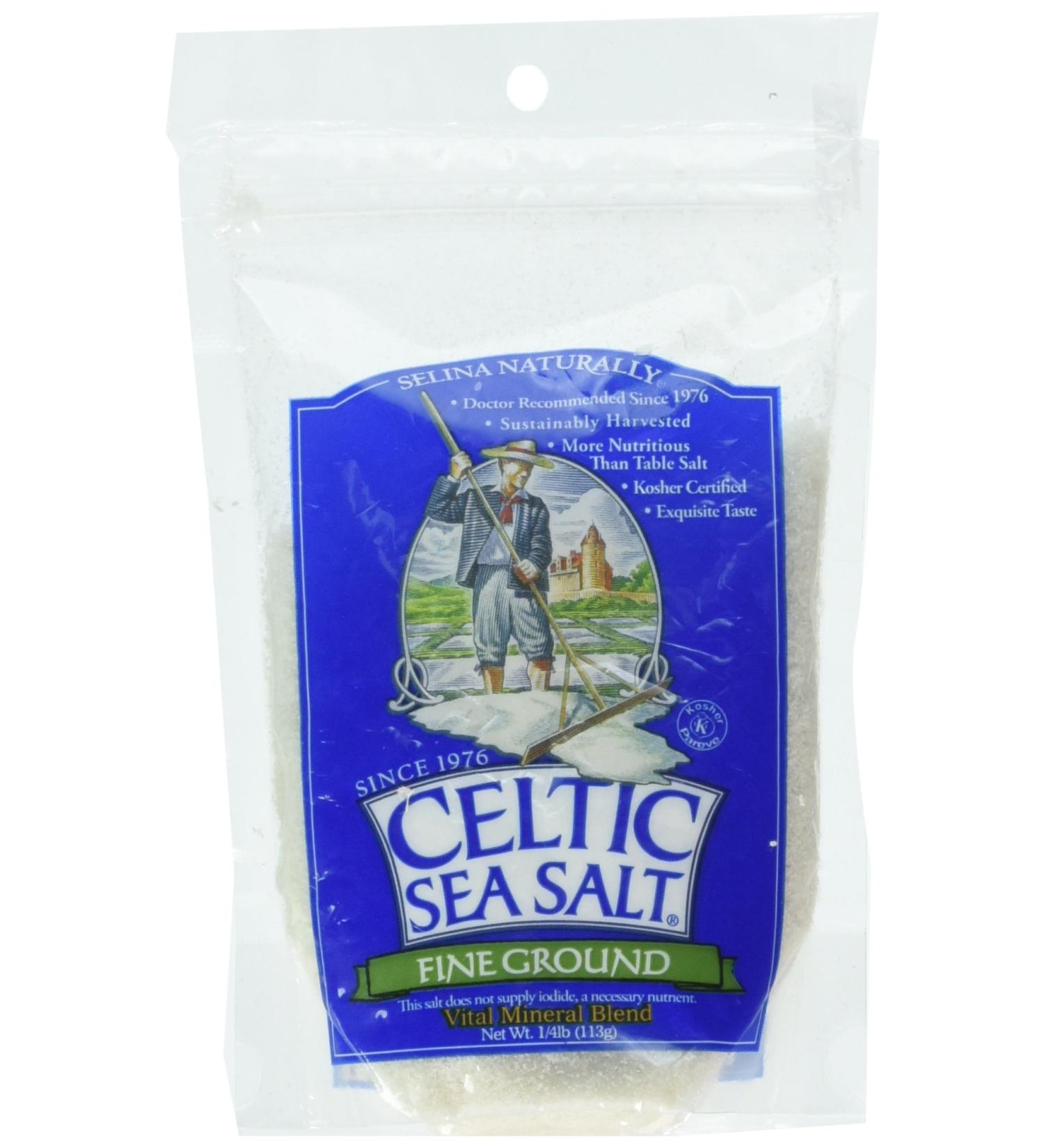 Fine Ground Celtic Sea Salt ¼ lb Resealable Bag