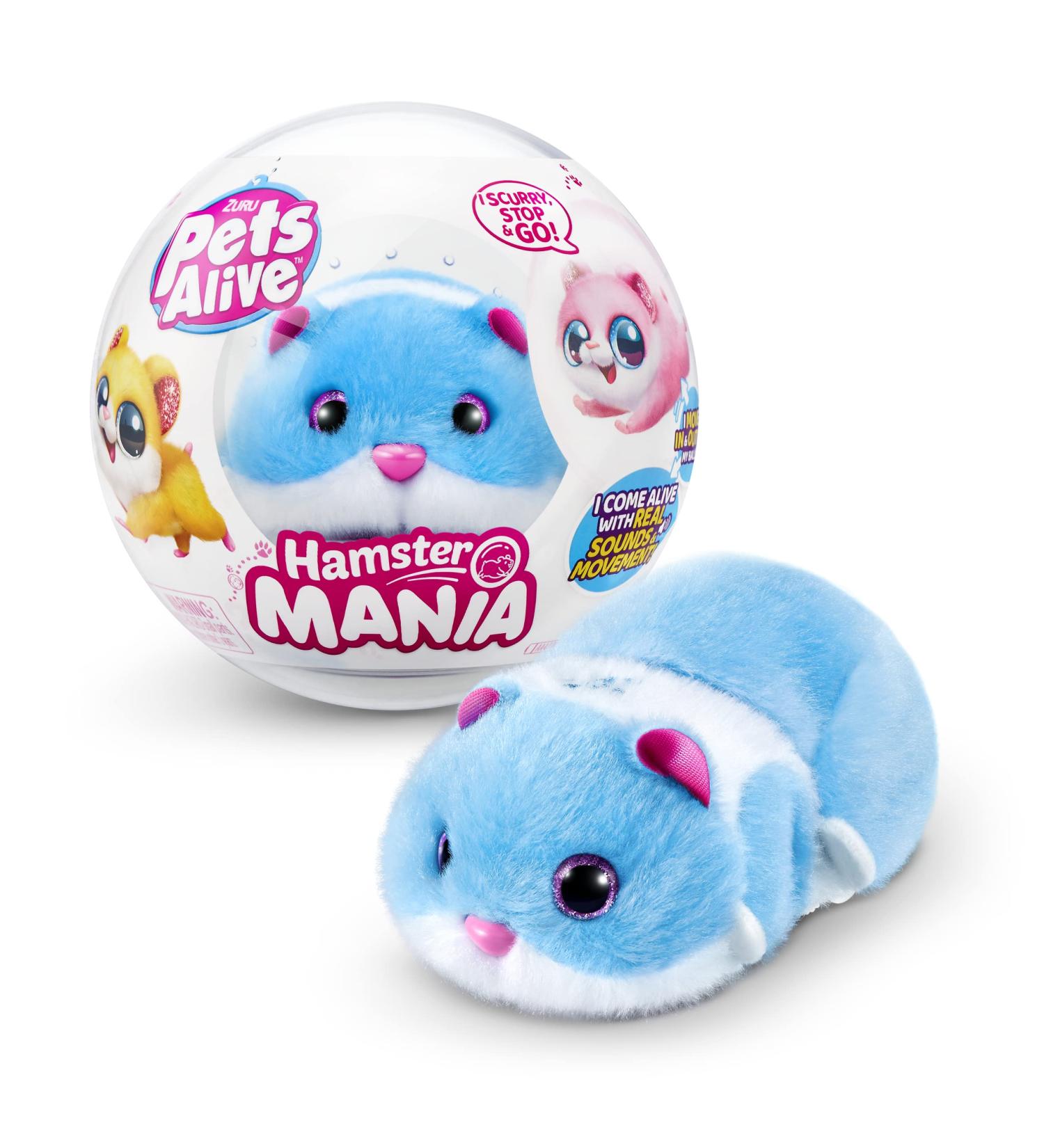 Pets Alive Hamster Mania Blue Interactive Electronic Pet Toy by ZURU - Realistic Sounds, Soft Nurture Toy for Kids Ages 3 - Buy Online on SooperMarket.com