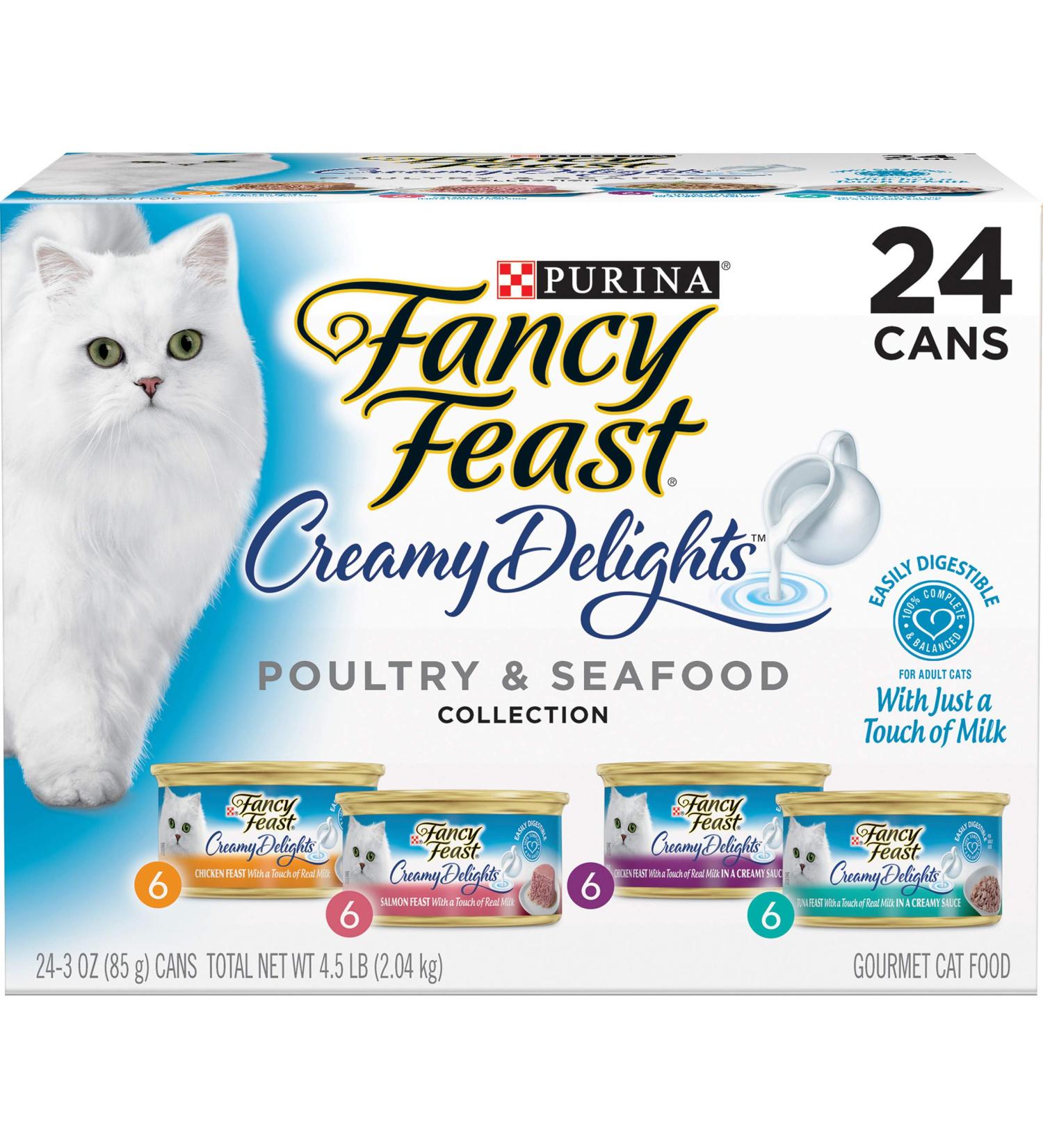 Purina Fancy Feast Creamy Delights Poultry & Seafood Variety Pack, 24 Cans - 3oz - Buy Online on SooperMarket.com
