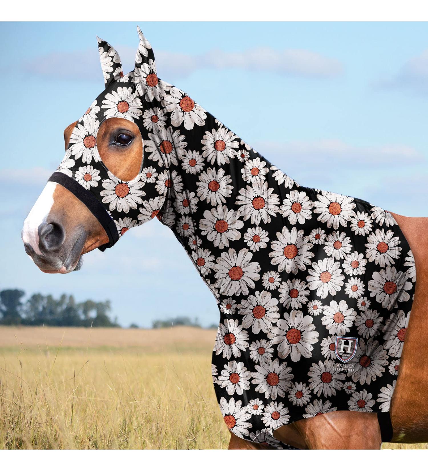 Harrison Howard Soft Fleece Stretchy Horse Head Hood with Zipper - Comfortable All-Covered Design - Large Daisy - International Shipping Available - Buy Online on SooperMarket.com