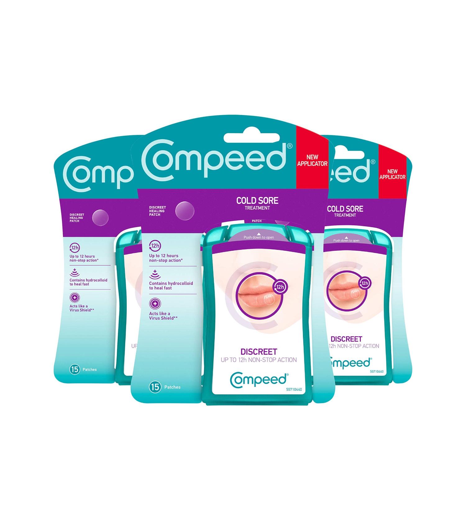 Compeed Cold Sore Healing Patch - 45 Patches (3 Packs of 15) - Convenient Treatment Option - 1.5 x 1.5 cm - Buy Online on SooperMarket.com