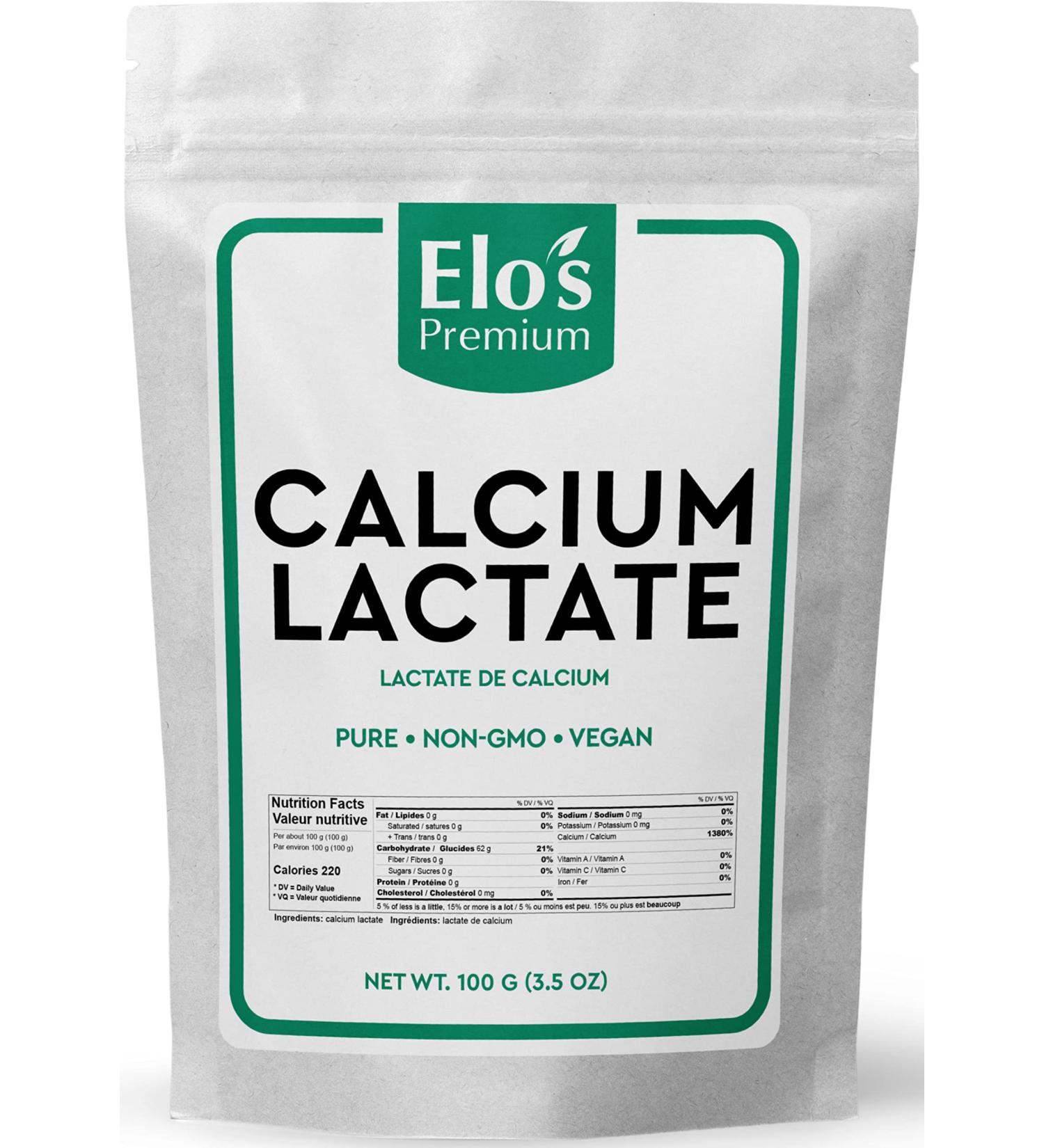 Calcium Lactate (100g) by Elo's Premium| 100% Food Grade Calcium Lactate - Buy Online on SooperMarket.com