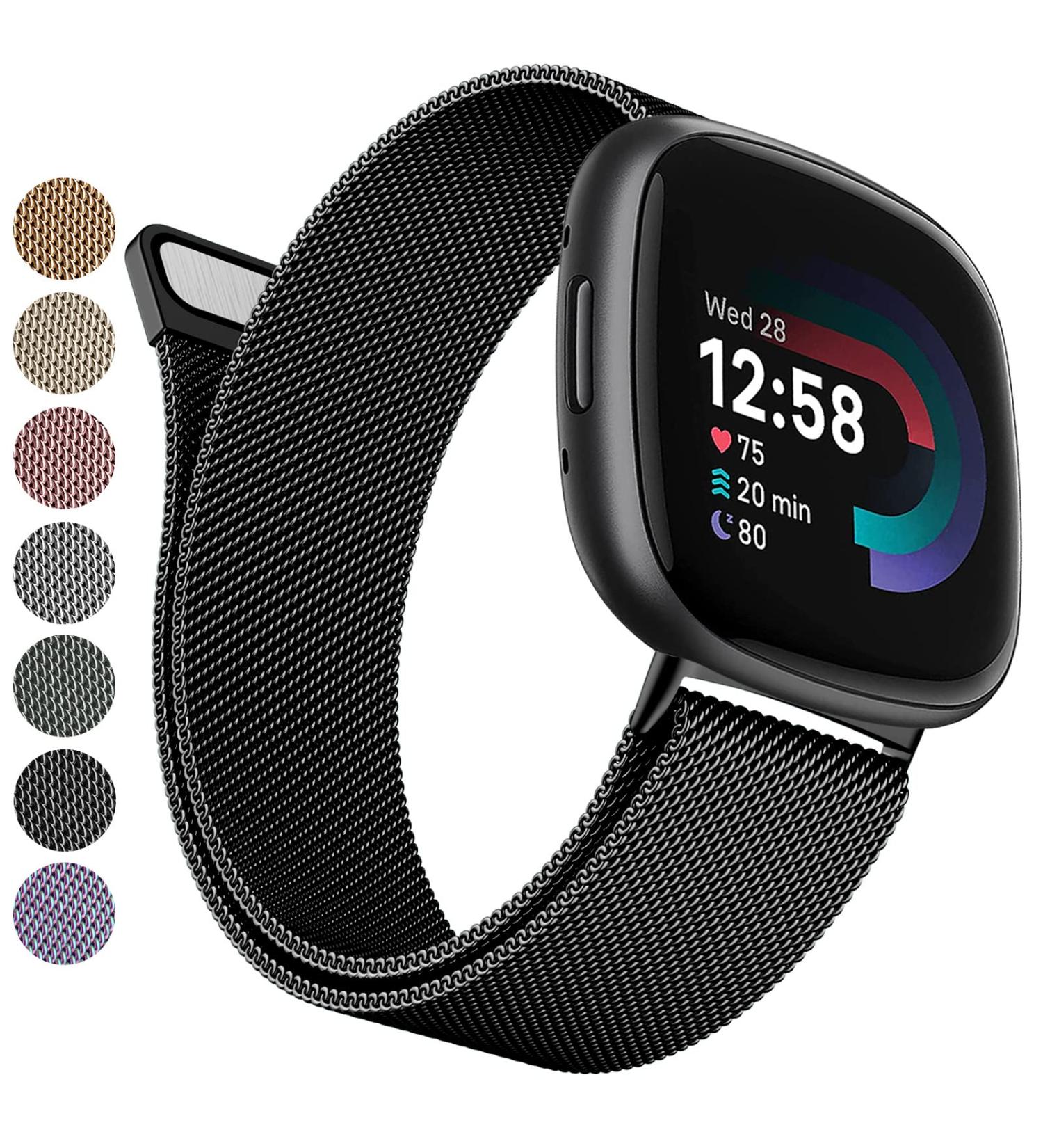 YILED Stainless Steel Mesh Band for Fitbit Versa 3/Sense - Large Black - Buy Online on SooperMarket.com