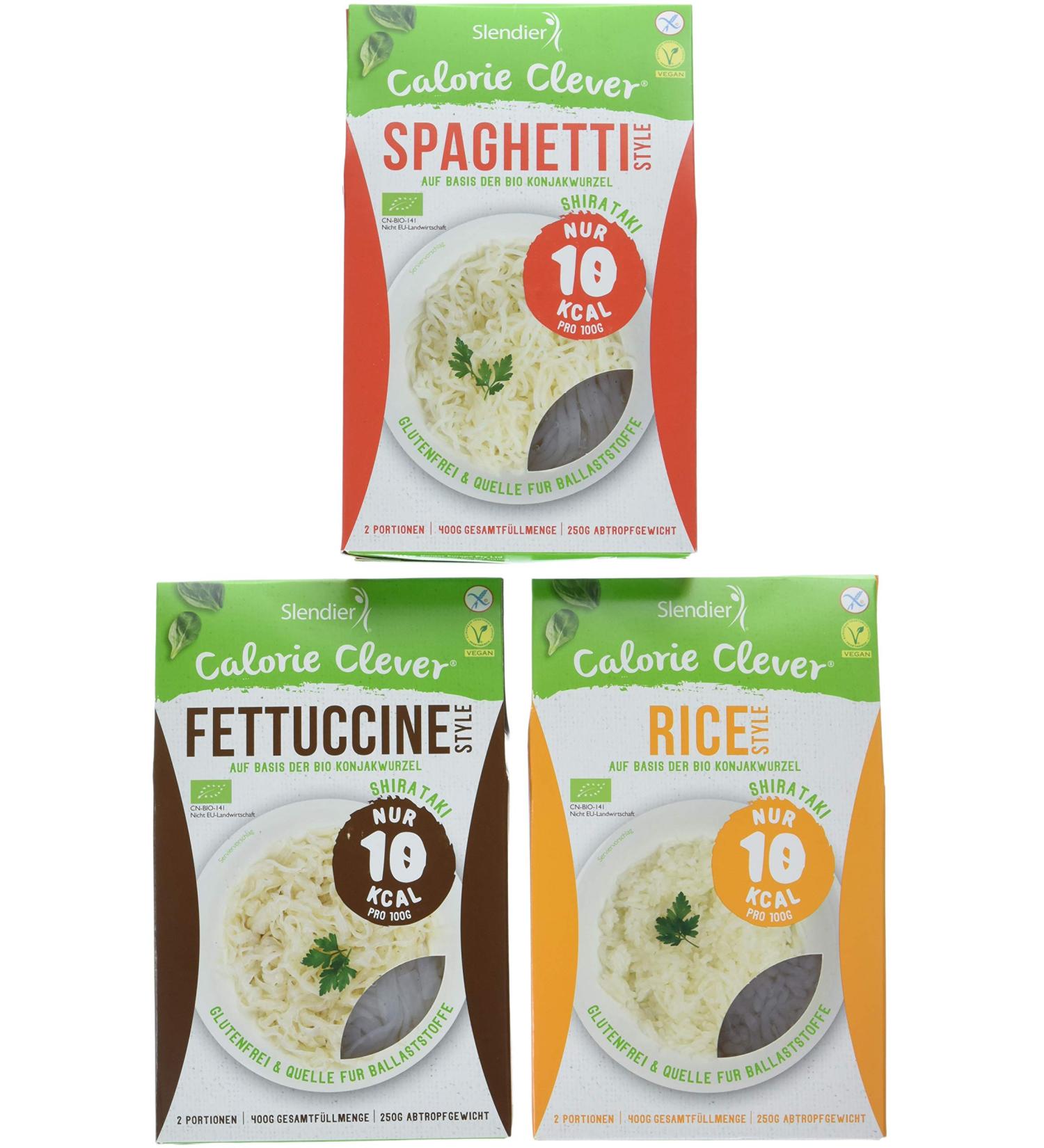 Buy Slendier Organic Konjac Noodle Fitness Trial Pack - Fettuccine Spaghetti & Rice Styles - Healthy Low-Calorie Alternative for International Shipping - Buy Online on SooperMarket.com