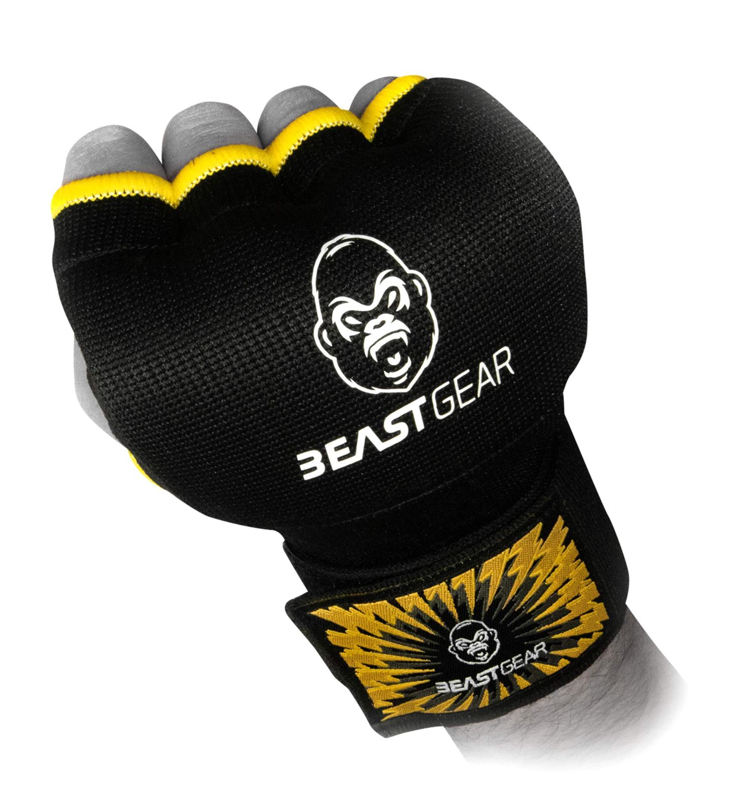 Beast Gear Pro Boxing Inner Gloves - High-Quality Gel Gloves for MMA & Martial Arts - Black/Yellow L - Buy Online on SooperMarket.com