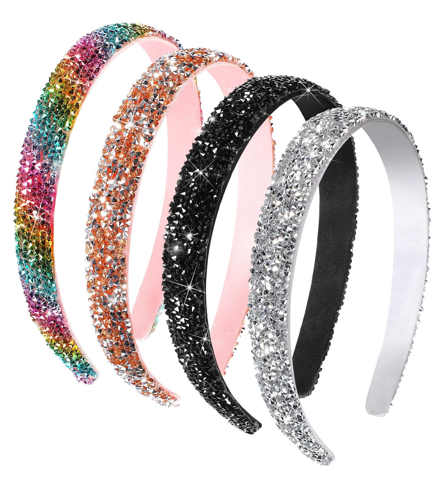 Waydress Rhinestone Headband Set - 4 Pieces Crystal Sparkly Jewel Bling Hair Accessories for Women (Bright Color) - Buy Online on SooperMarket.com