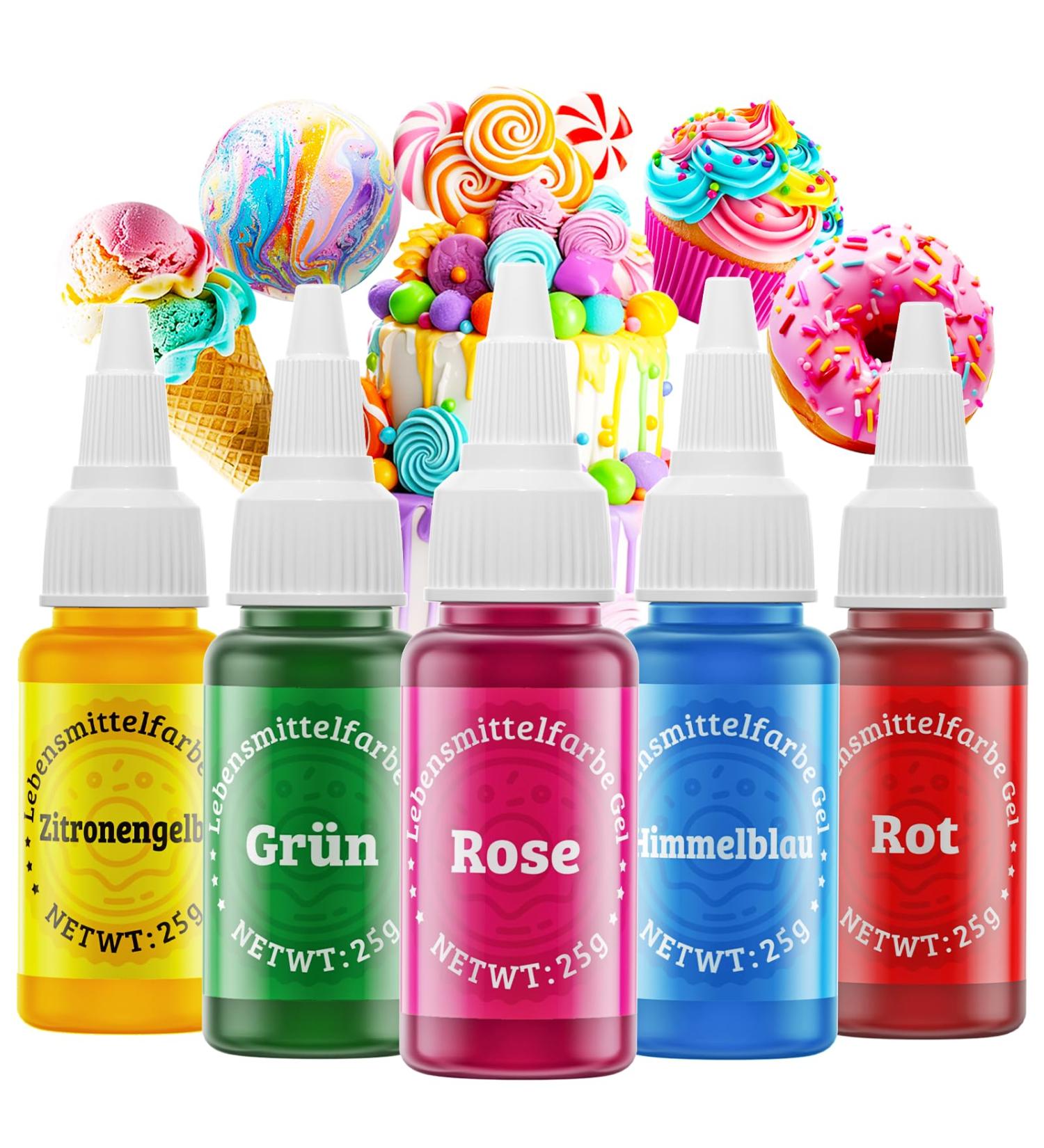 Buy Wwtop 5 Gel Food Color Set - 25g x5 | Sugar-Free Cake & Fondant Coloring | Ideal for Macarons Drinks & Easter Eggs - Buy Online on SooperMarket.com