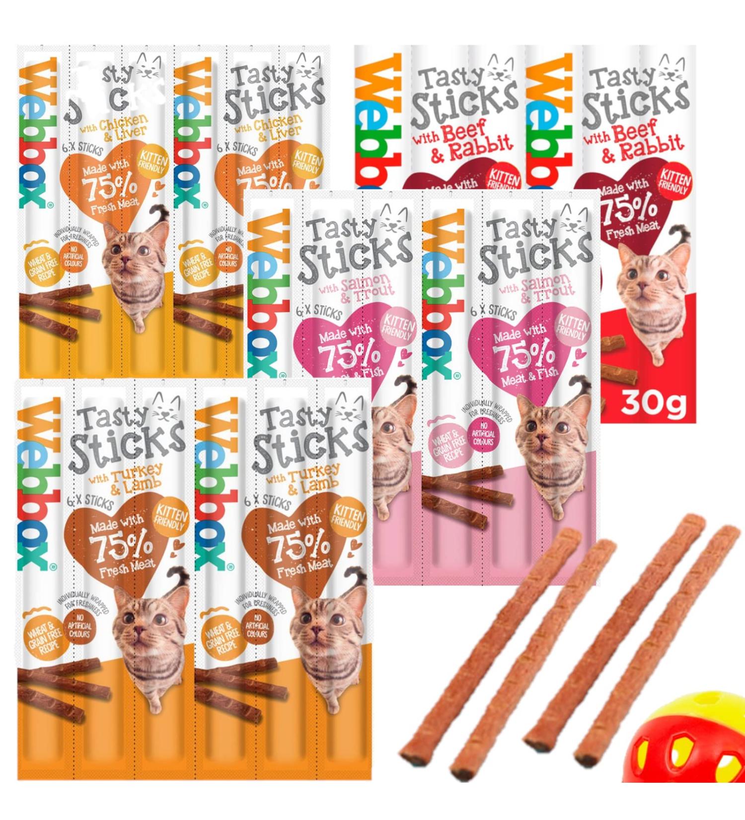 Pulla Variety Cat Sticks Cat Tasty Salmon & Trout Chicken & Liver Turkey & Lamb Beef and Rabbit - Sticks 24 Sticks (4pack) - Buy Online on SooperMarket.com