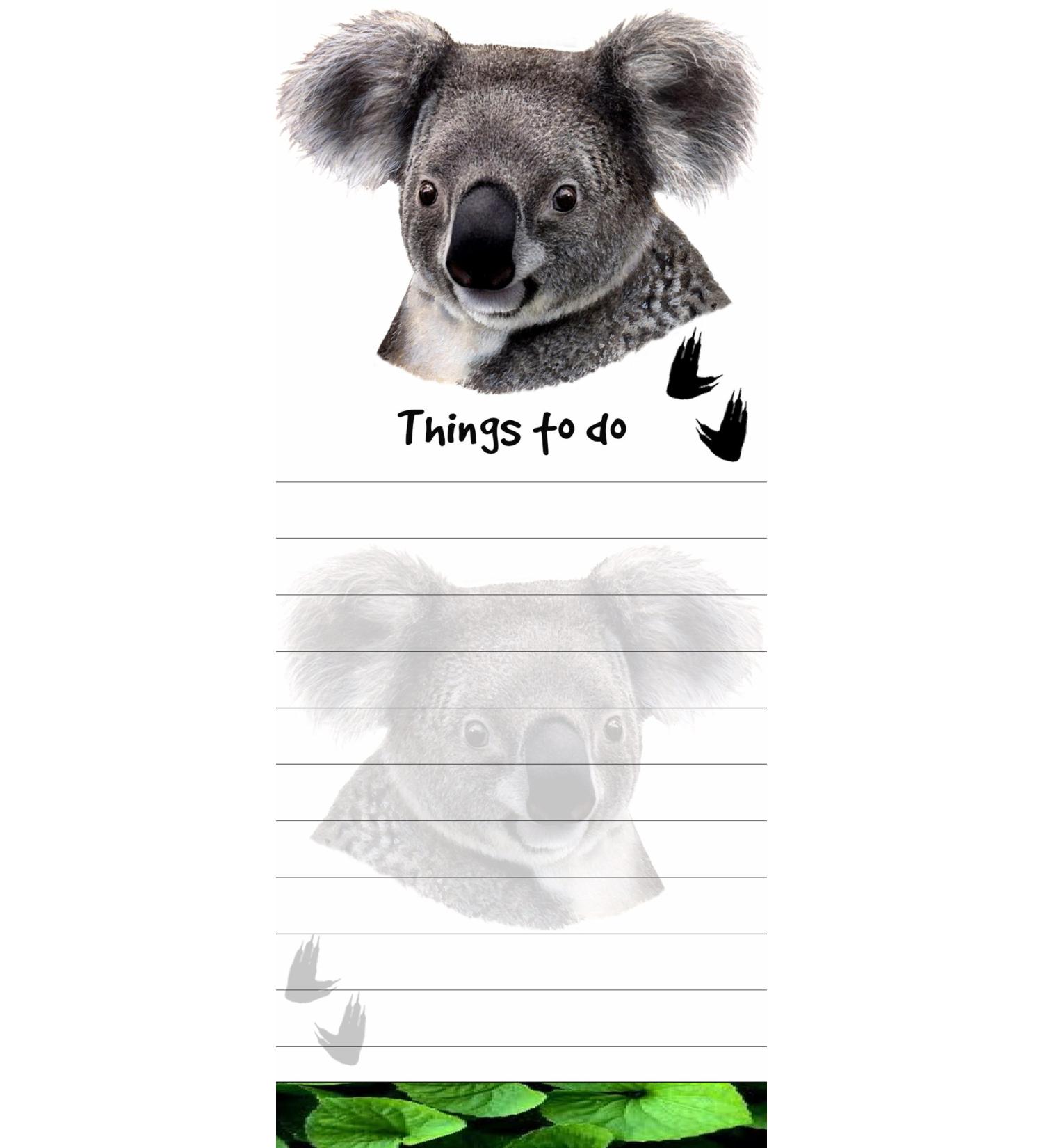 "Koala Magnetic List Pads" Uniquely Shaped Sticky Notepad Measures 8.5 by 3.5 Inches