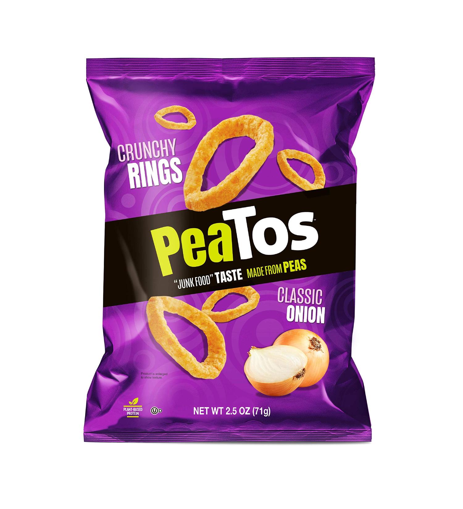 PeaTos Crunchy Rings - Classic Onion 2.5 Oz - Pack of 4 | Healthy Snack Alternative - Buy Online on SooperMarket.com