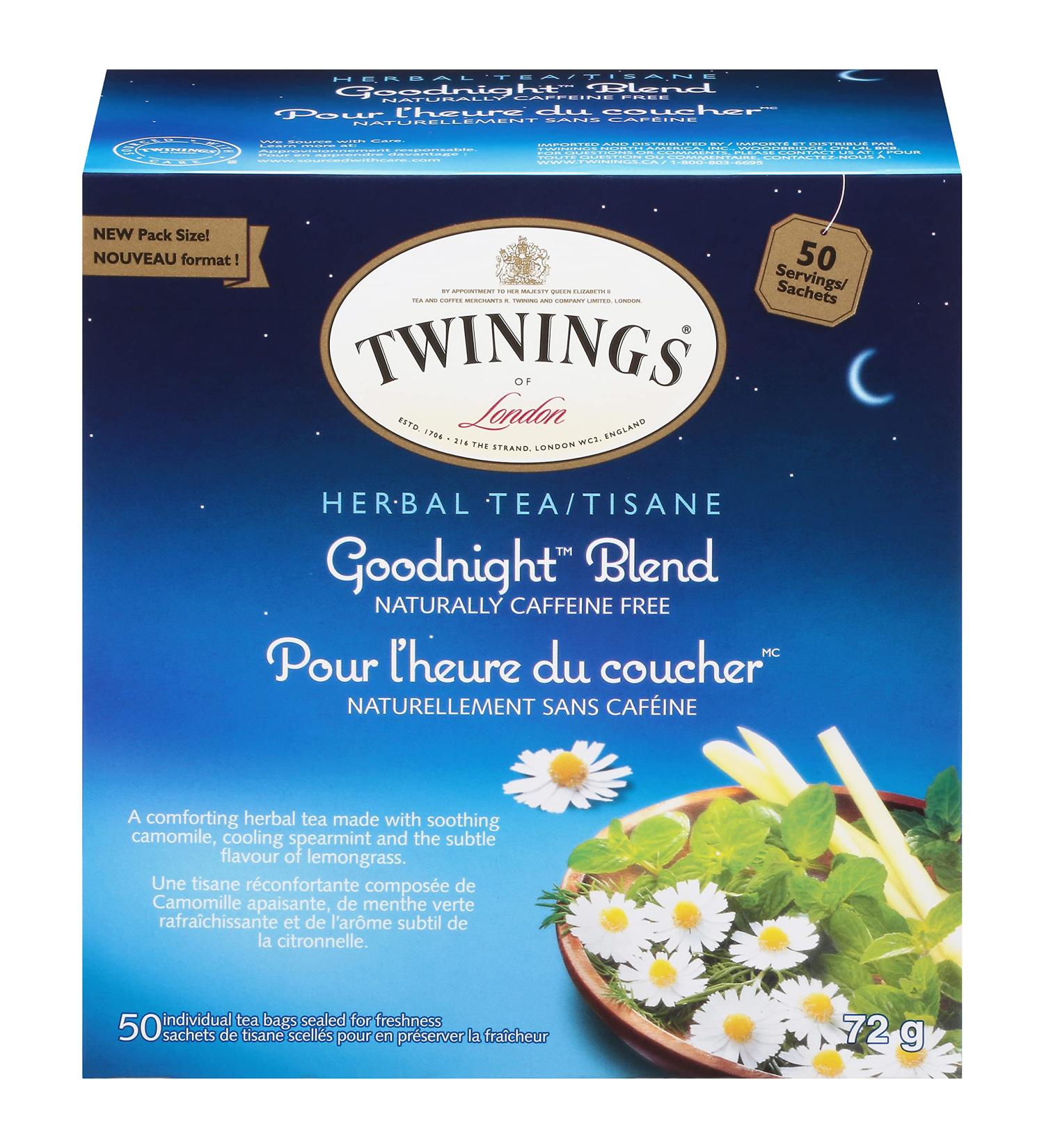 Twinings Goodnight Herbal Blend Individually Wrapped Tea Bags | Camomile Spearmint & Lemongrass | Naturally Caffeine-Free Relaxing Tea | 50 Count (Pack of 6) | Enjoy Hot or Iced Goodnight Blend 50 Count (Pack of 6) - Buy Online on SooperMarket.com