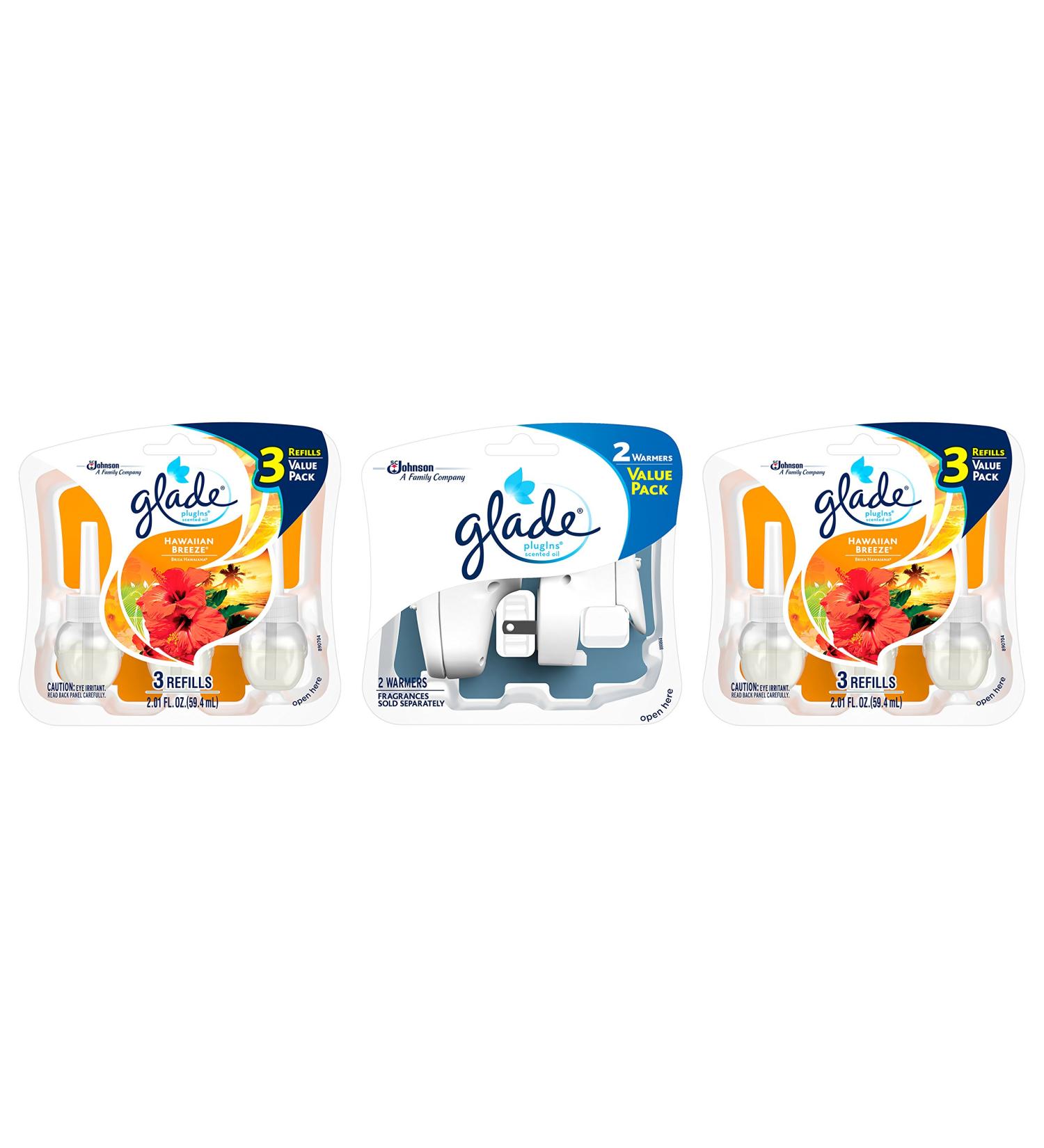 Glade PlugIns Refills Air Freshener Starter Kit | Hawaiian Breeze - 2 Warmers & 6 Essential Oil Refills for Home & Bathroom | Shop Internationally - Buy Online on SooperMarket.com