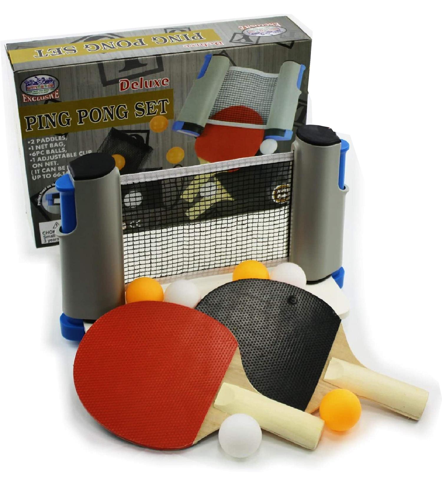 Deluxe Table Tennis (Ping Pong) Set with Adjustable Net, 2 Paddles, 6 Balls & Storage Bag - Buy Online on SooperMarket.com