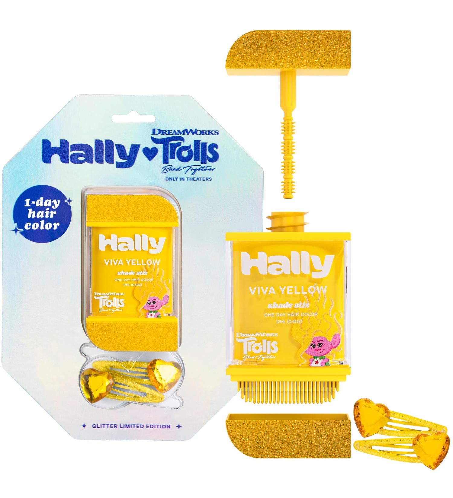 Buy Hally Hair Viva Yellow 1-Day Hair Color for Kids | Temporary Shade Stix Dye | No Mess Application | Washes Out Easily | Fun Trolls Hair Accessories for Girls & Boys - Buy Online on SooperMarket.com