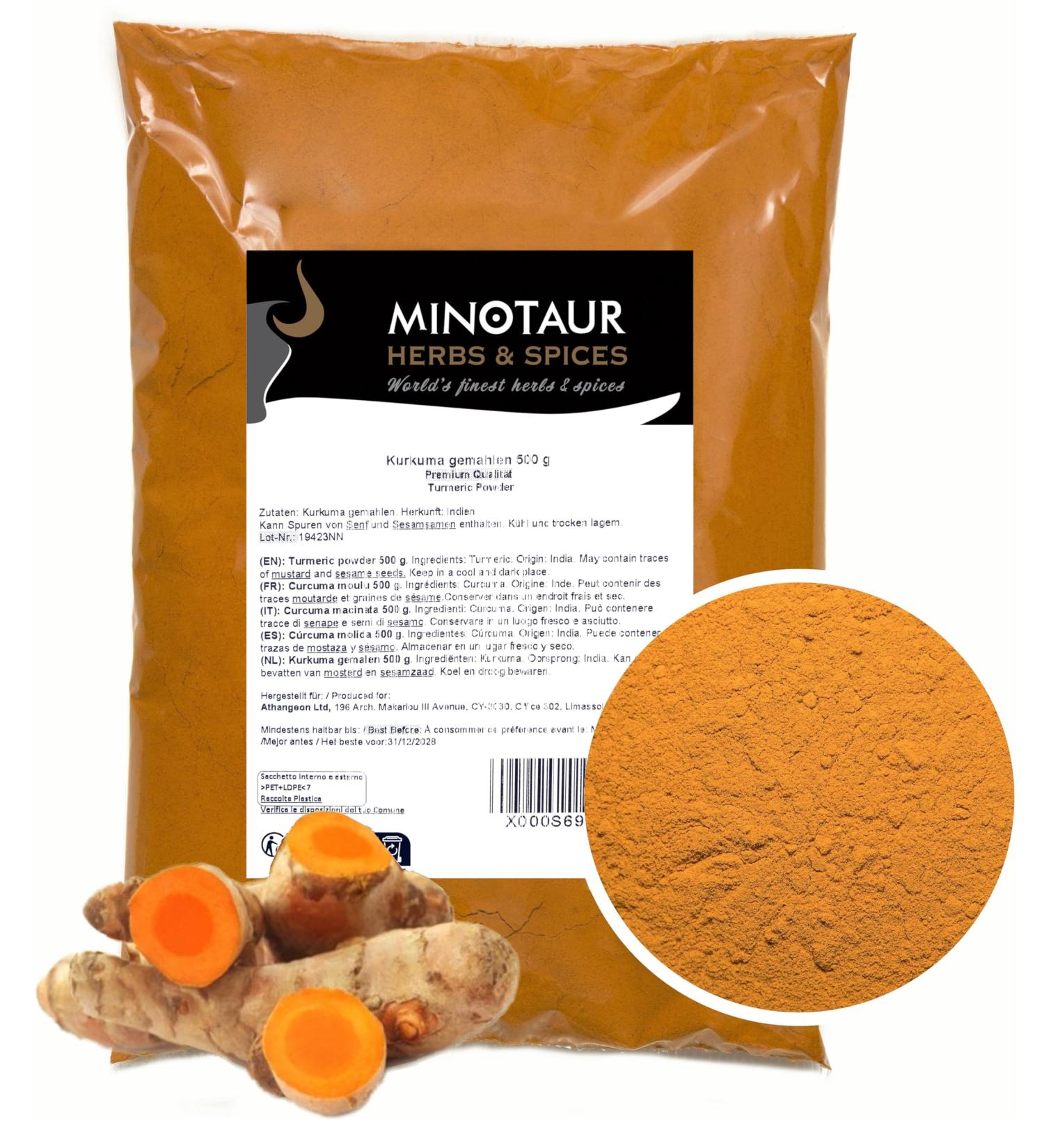 Minotaur Spices | Ground Turmeric Powder - Mild 2 x 500g (1 Kg) | Premium Quality for International Shipping - Buy Online on SooperMarket.com