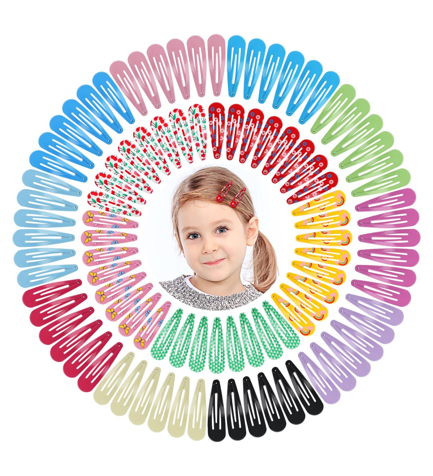 100Pcs Snap Hair Clips 2.76 Inch Metal Barrettes in Assorted Colors - Non-Slip Hair Accessories for Girls, Women, Kids, Teens - 100pcs Colorful Set - Buy Online on SooperMarket.com