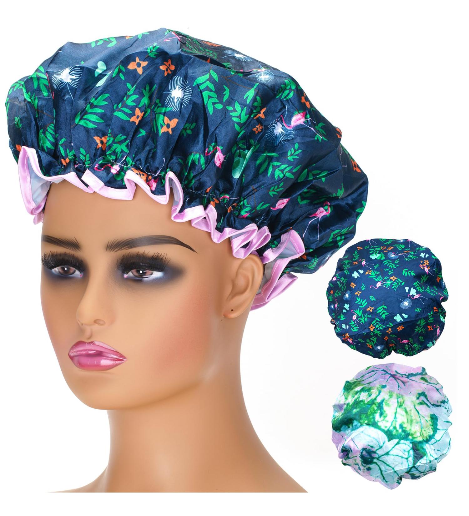 G2PLUS Large Shower Cap for Long Hair 32CM Green - Reusable Elastic Bath Cap for Women - Ideal for Spa and Home Use - Buy Online on SooperMarket.com