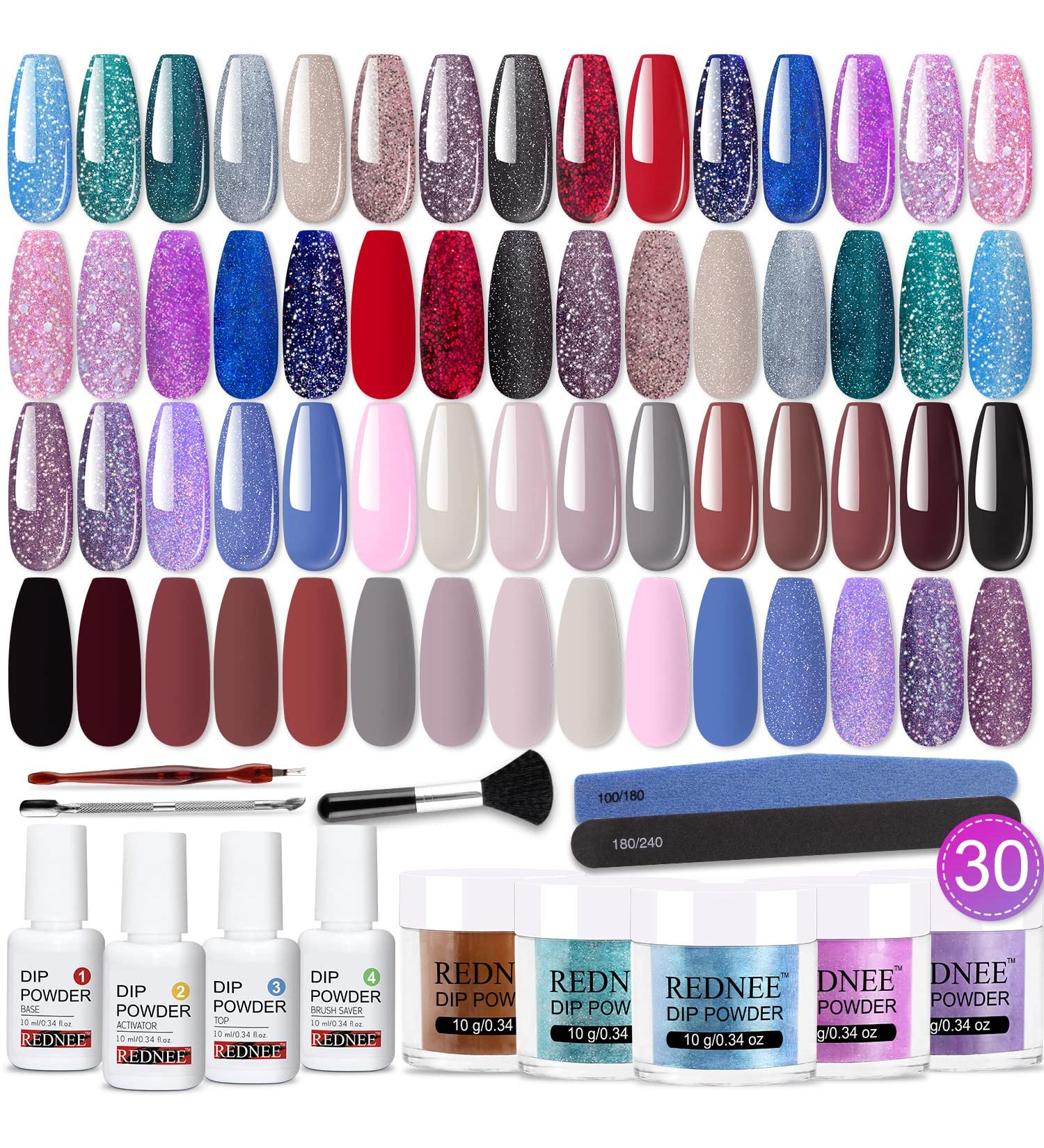 REDNEE 39pcs Dip Powder System Starter Kit - Easy Application for Nail Art Manicure Salon or Home DIY - RE18 Party Queen Collection - Buy Online on SooperMarket.com