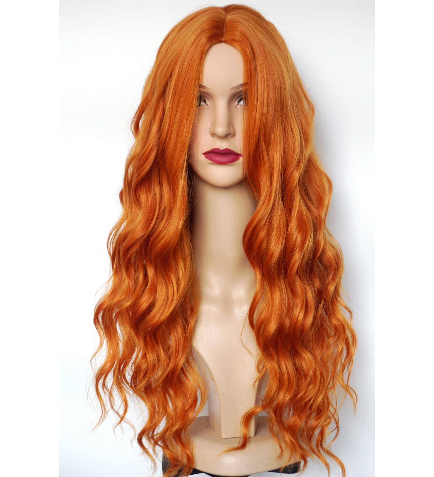 Long Ginger Red Curly Costume Wig | Synthetic Wavy 28 Wig for Women Halloween Costume - Wigbuy - Buy Online on SooperMarket.com