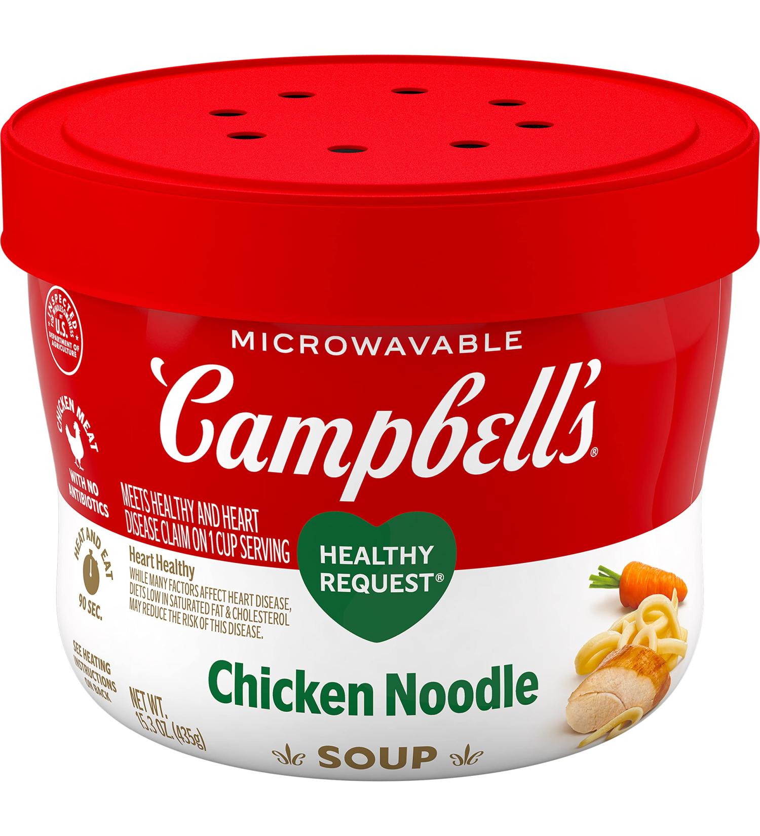Campbell's Healthy Request Chicken Noodle Soup 15.3oz Microwavable Bowl - Case of 8 - Buy Online on SooperMarket.com
