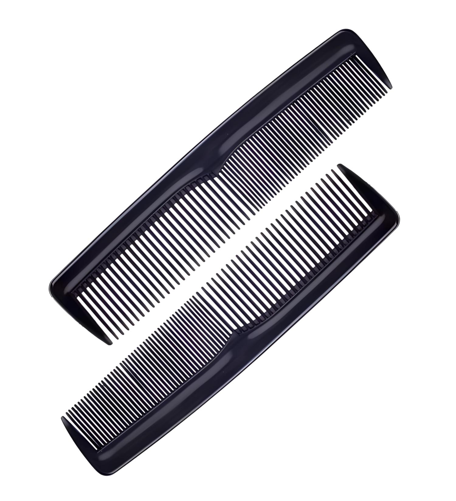 PARENCE. - Set of 2 Anti-Static Hair Combs - Fine and Wide Tooth Combs Portable Multi-Purpose - 13x3cm Black