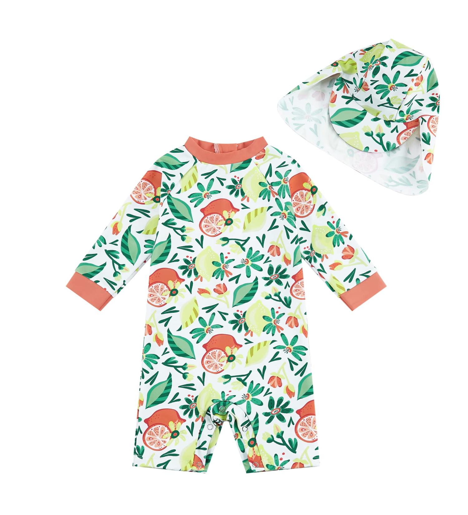 UPF 50+ Lemon Baby Girls Swimsuit with Snap Bottom | 18-24 Months - Buy Online on SooperMarket.com