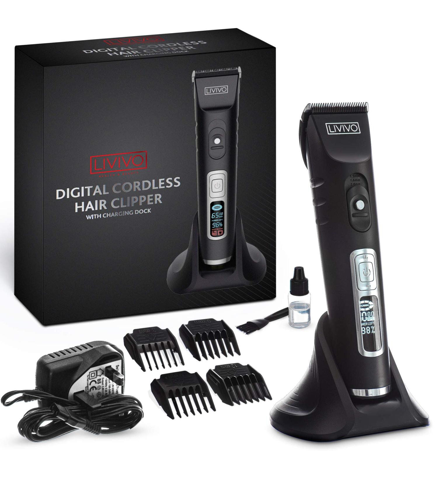 LIVIVO Digital Hair Clipper and Beard Trimmer Wireless Grooming Set with Extra Sharp Long Lasting Blades and Multiple Trimmer Attachments - Buy Online on SooperMarket.com