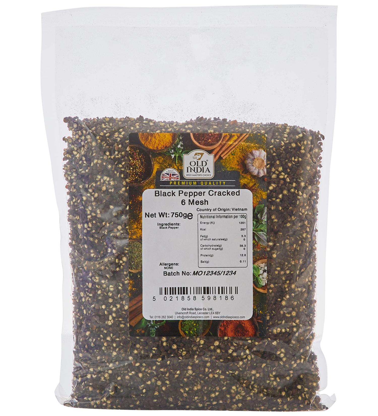 Old India Black Pepper Cracked 6 Mesh 750g - Premium Quality Seasoning (Pack of 1) - Buy Online on SooperMarket.com