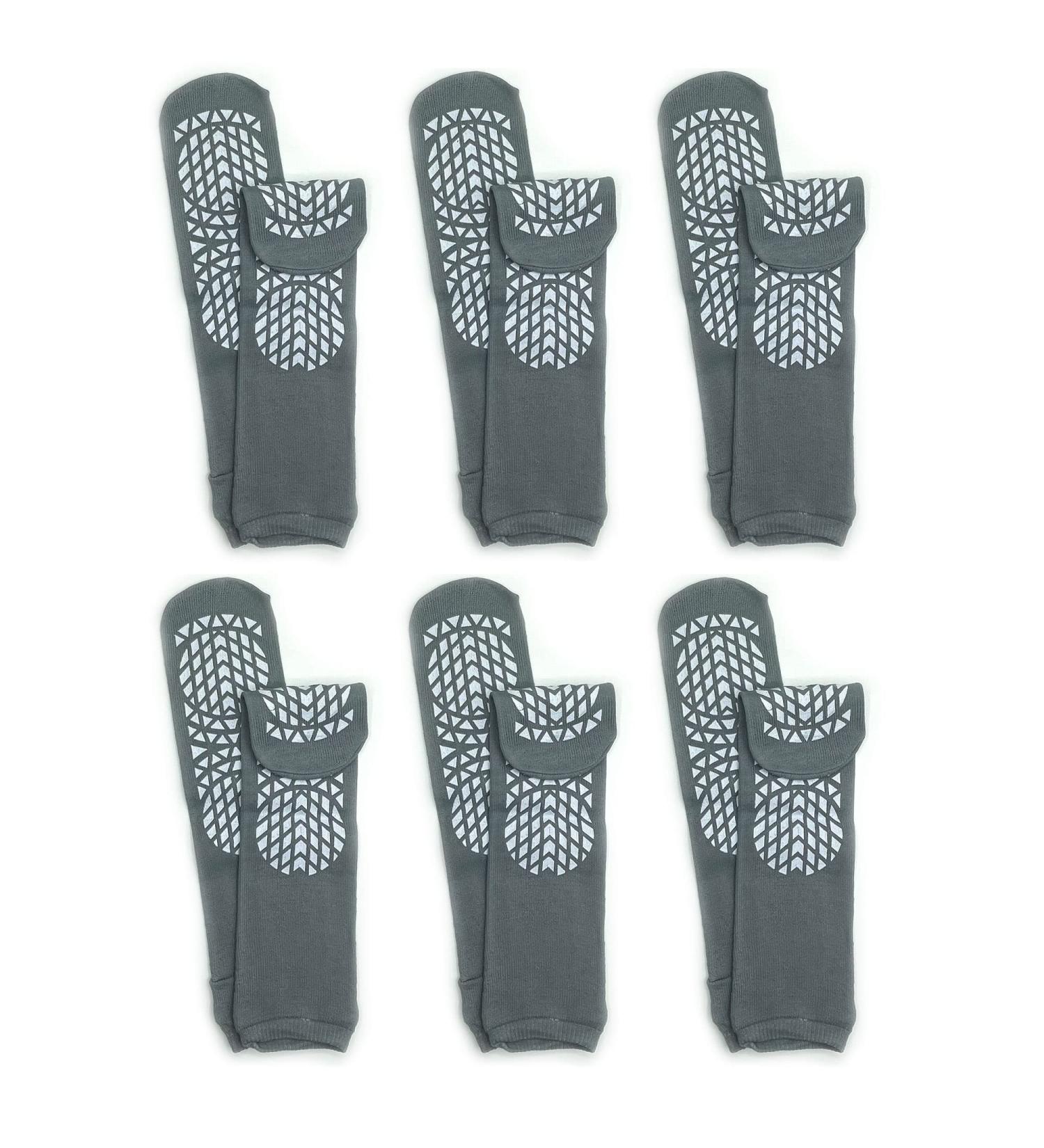 GBM Secure Step Safety Socks - Double Sided Non-Slip 6 Pairs - Size M Grey | International Shipping Available - Buy Online on SooperMarket.com