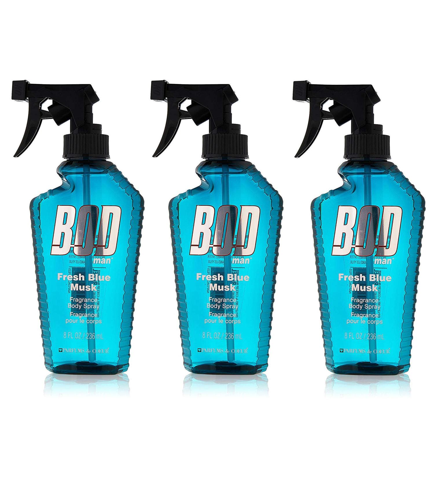 BOD Man Fresh Blue Musk Body Spray 8 Ounces (Pack of 3)